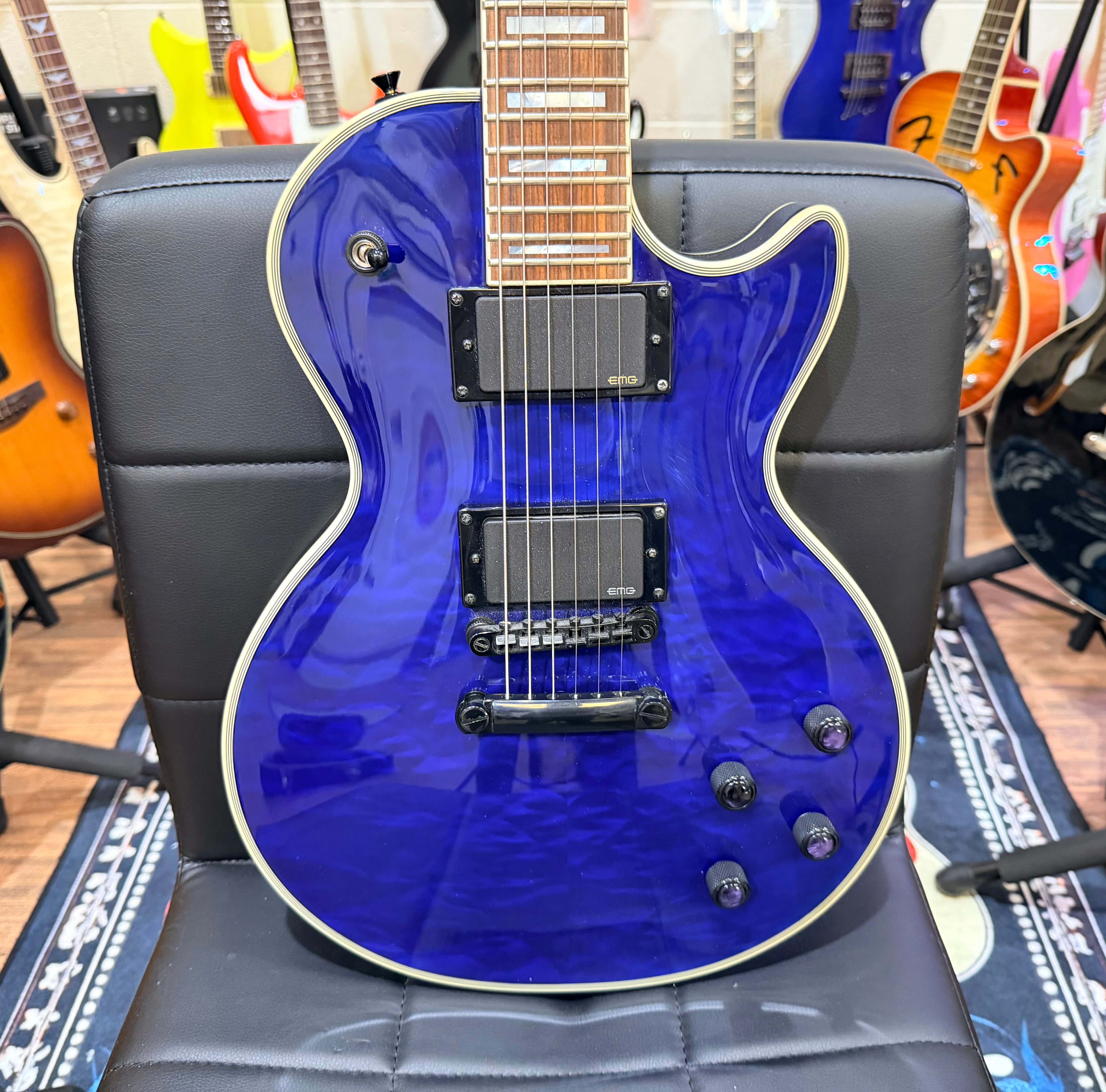 🔥2019🔥 Epiphone Les Paul Prophecy Custom Plus EX~ Midnight Sapphire~ EMG P’Ups