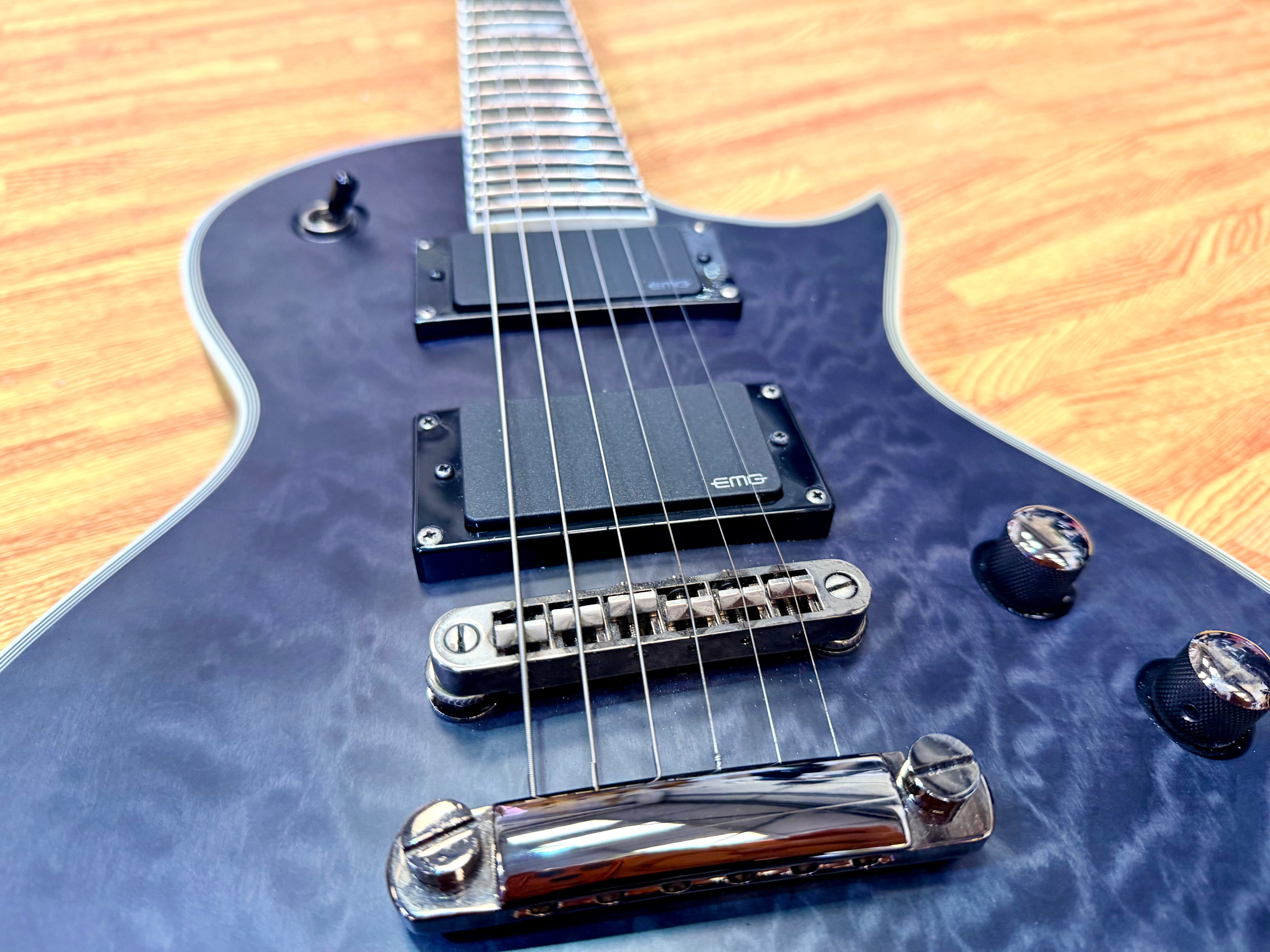 🔥MINT🔥 ESP LTD EC-401QM See Thru Black Satin~ EMG 81/60 Electric Guitar~ 2021!