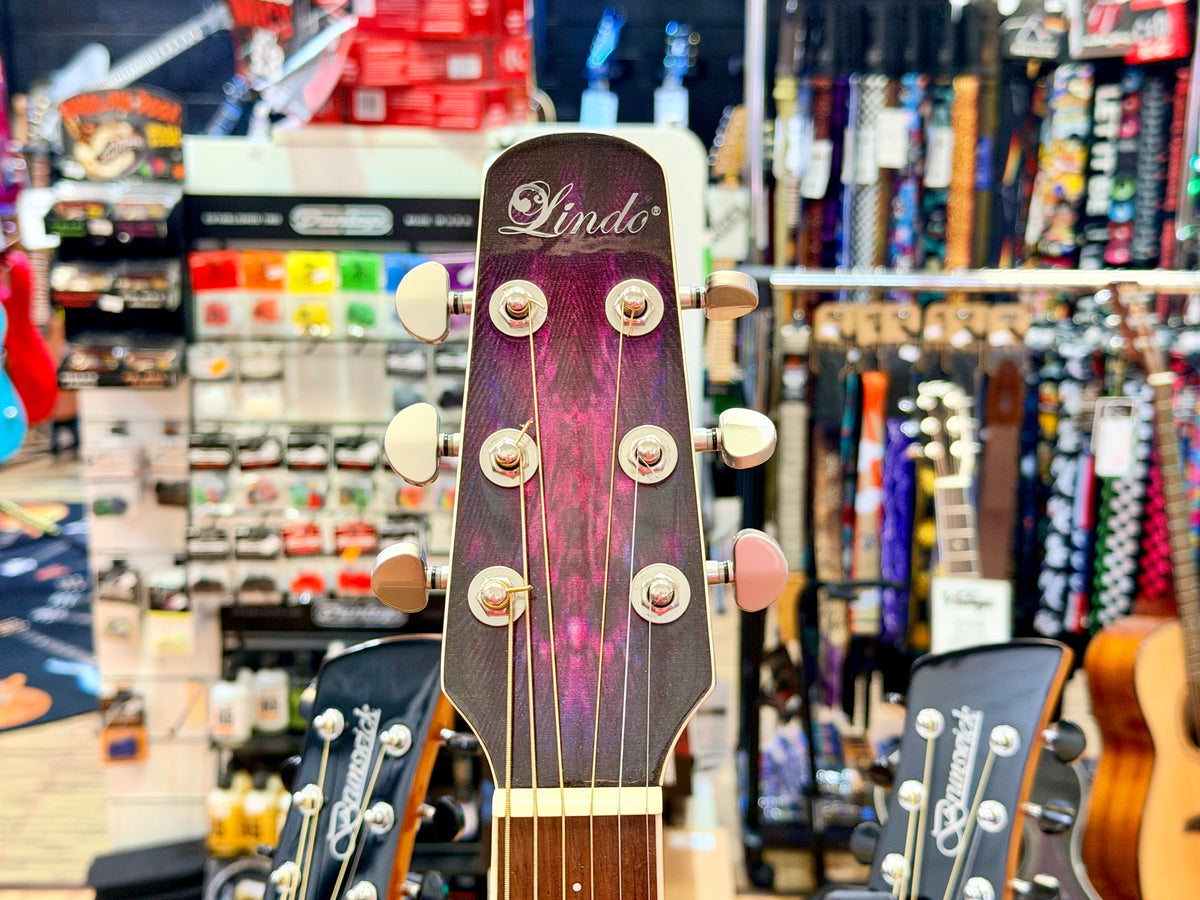 2021 Lindo Swallow Electro-Acoustic Dreadnought Guitar~ Purple/Pink Graphic!