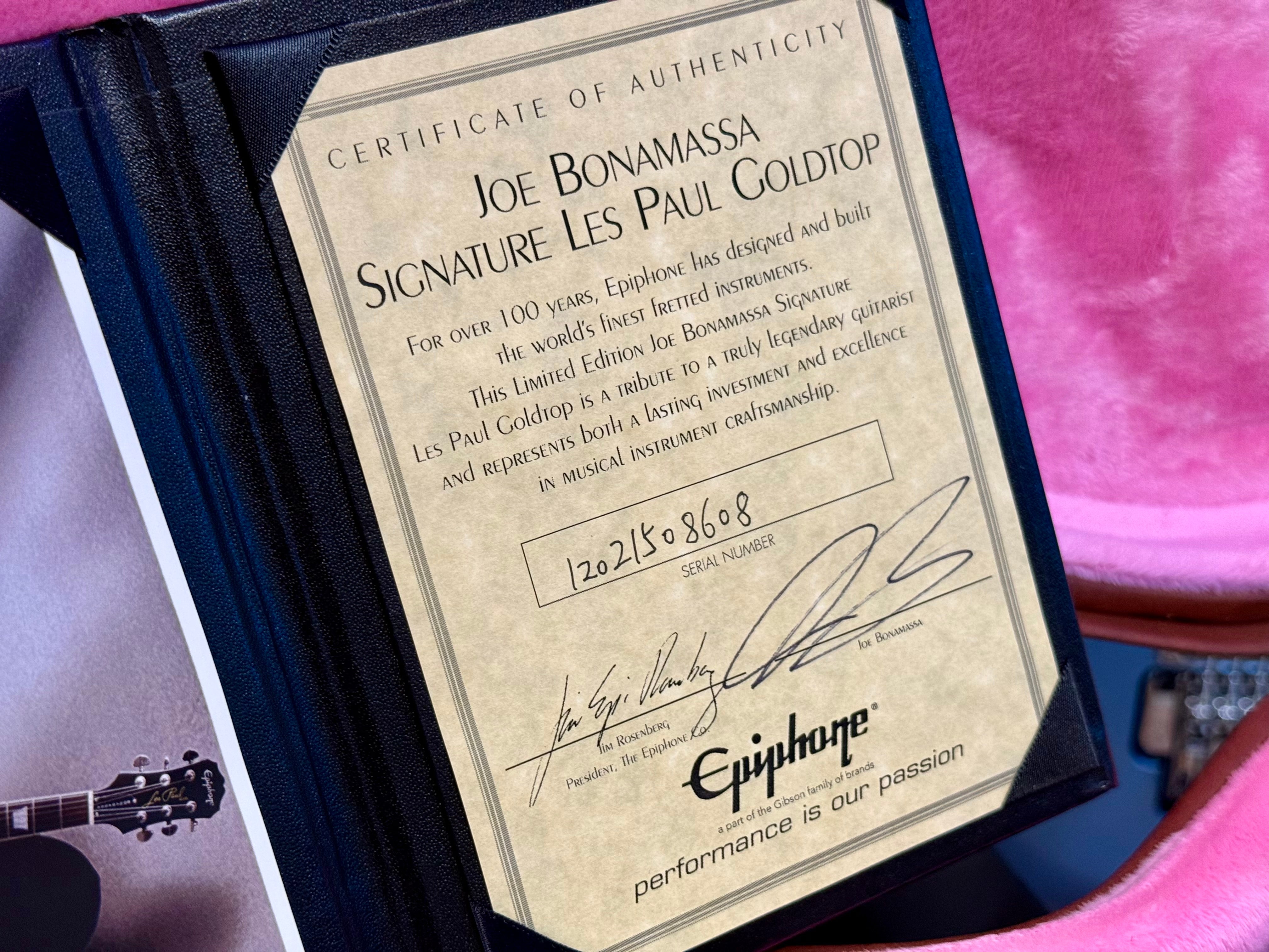 🔥2012🔥 Epiphone Les Paul Joe Bonamassa Signature Goldtop~ Hard Case~ Signed COA!