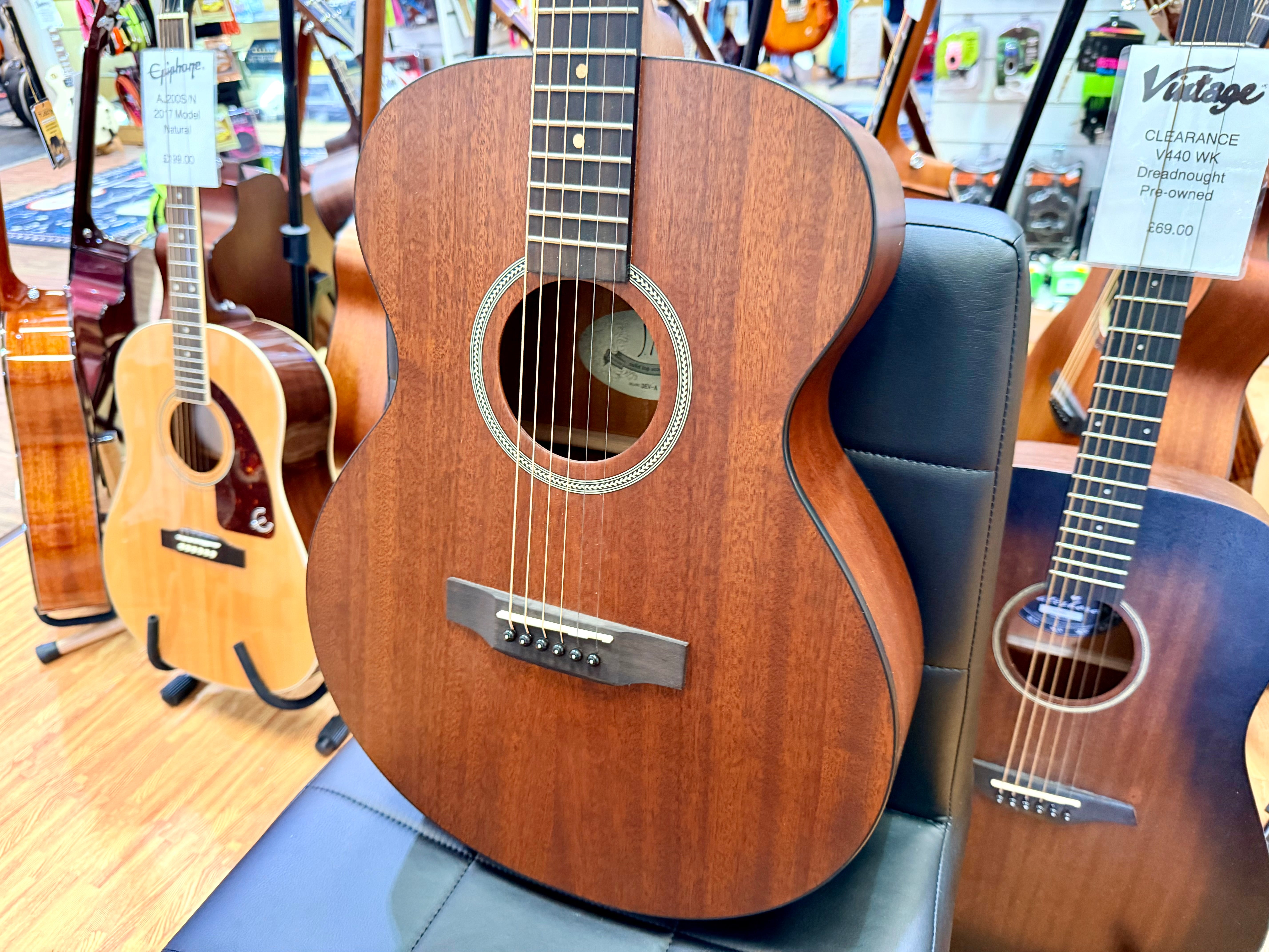 🔥MINT🔥 James Neligan DEV-A Solid Top Mahogany Acoustic Guitar Natural Satin!