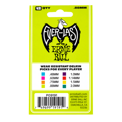 Ernie Ball Everlast Picks- 0.88mm Green 12 Pack