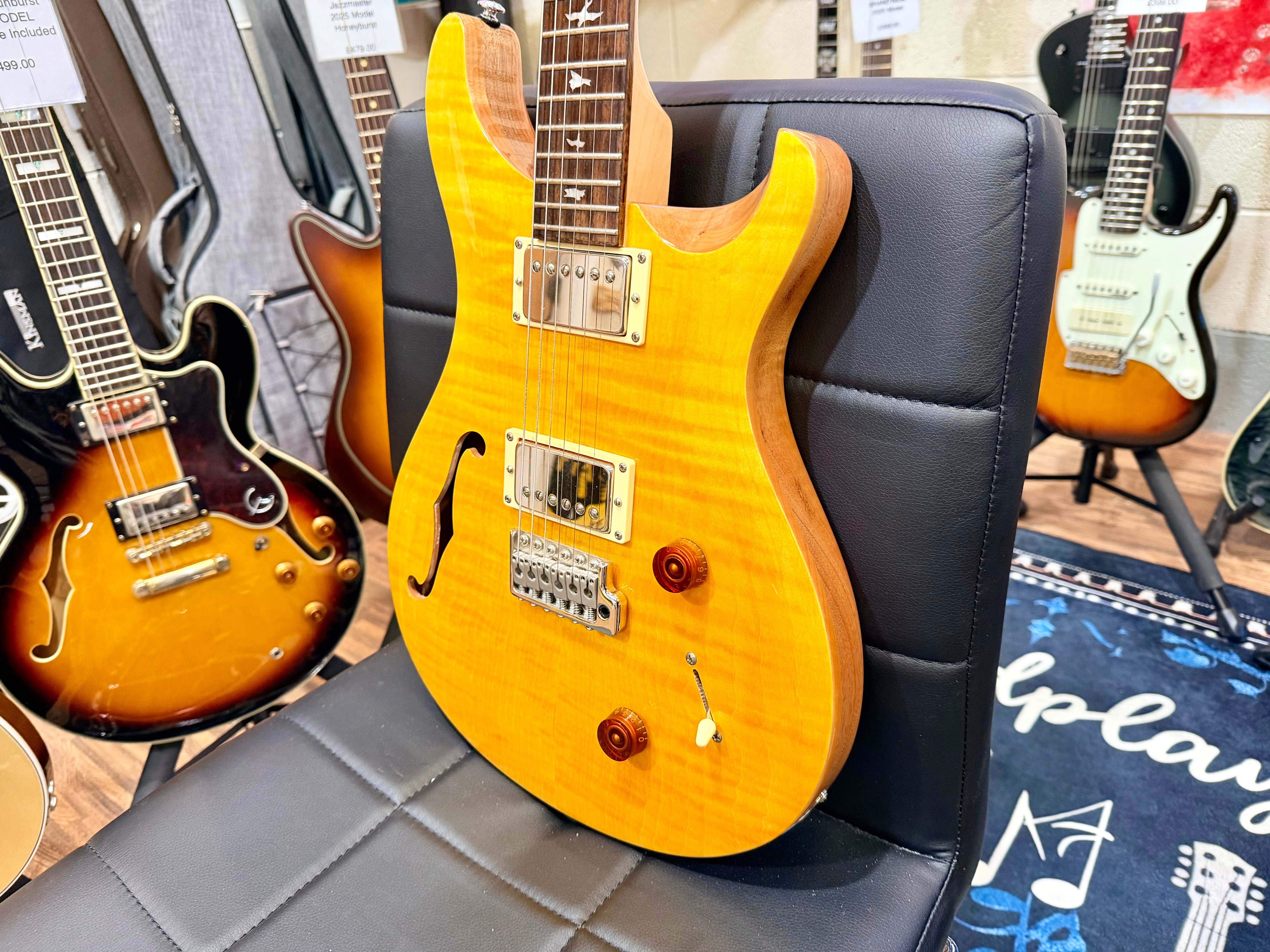 ☀️2023☀️ PRS SE Custom 22 Semi-Hollow in Santana Yellow~ Bare Knuckle Pickups!