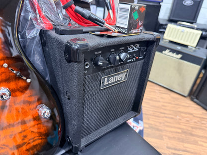 🎁 ELECTRIC GUITAR STARTER PACK 🎁 Ibanez Gio GRX70QASB~ Trans Sunburst + Laney Amp, Bag, Tuner
