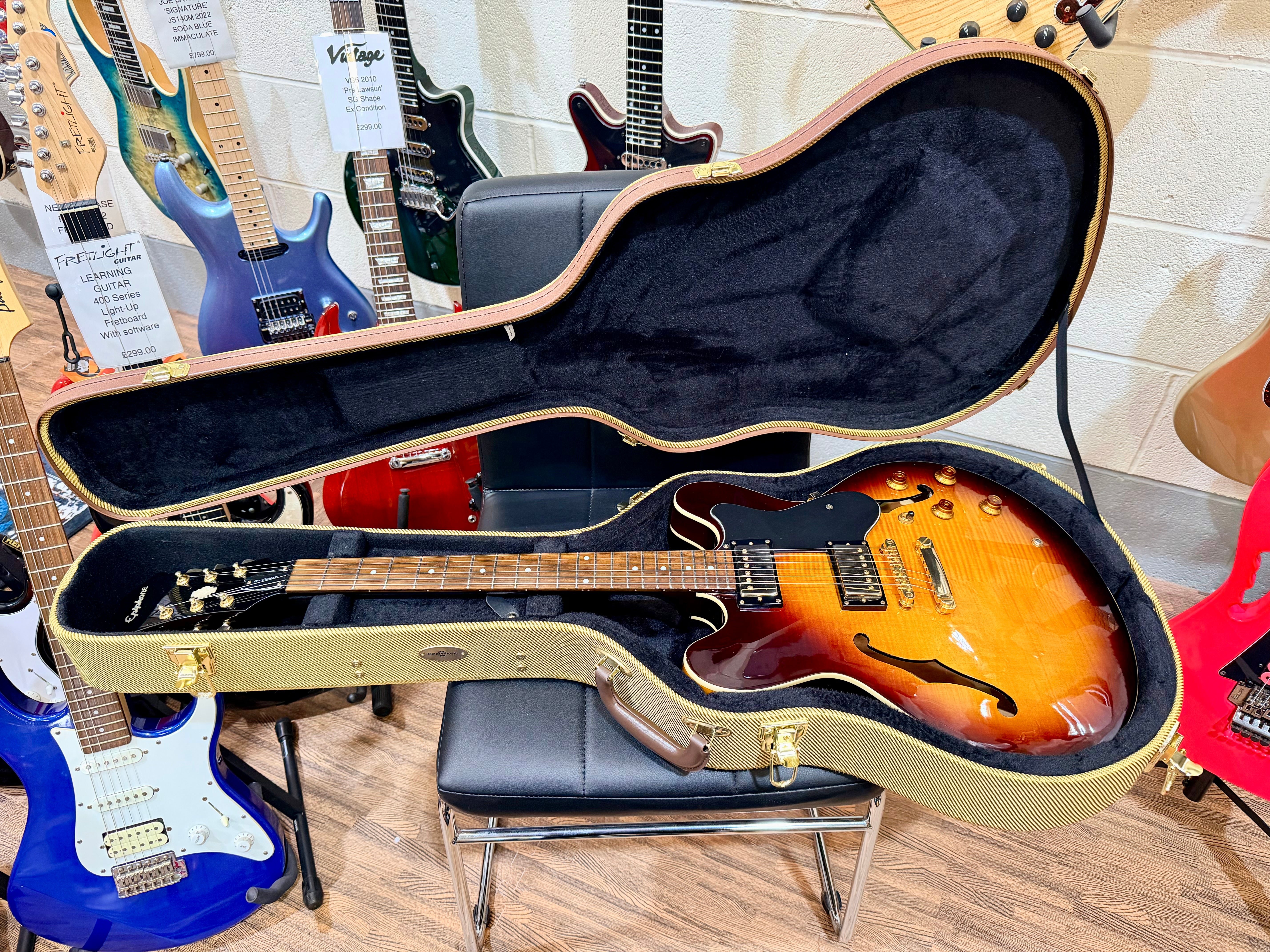 🔥2002 LTD EDITION🔥 Epiphone Dot 335 Deluxe VS~ Vintage Sunburst~ Gold~ Korean!