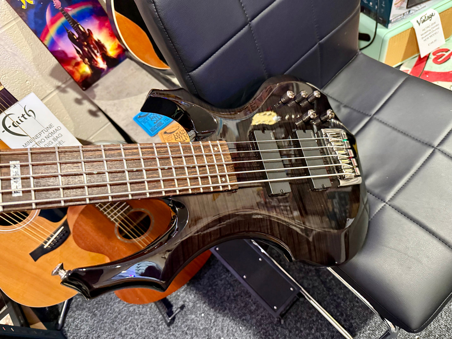 🔥5 STRING BASS🔥 ESP Ltd F-415FM~ See Thru Black~ EMG Pickups~ Electric Bass!