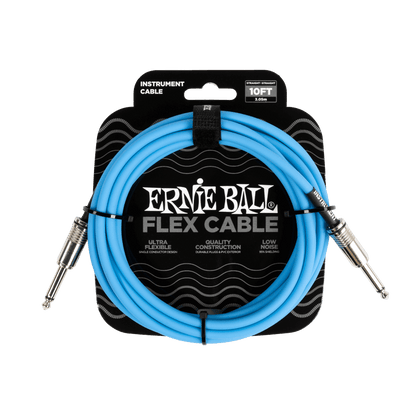 Ernie Ball Flex Instrument Cable- Straight/Straight 10ft- Blue