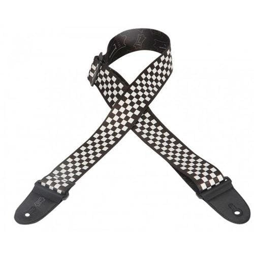 Levy’s 2” Polyester Print Guitar Strap- Black & White Checkerboard