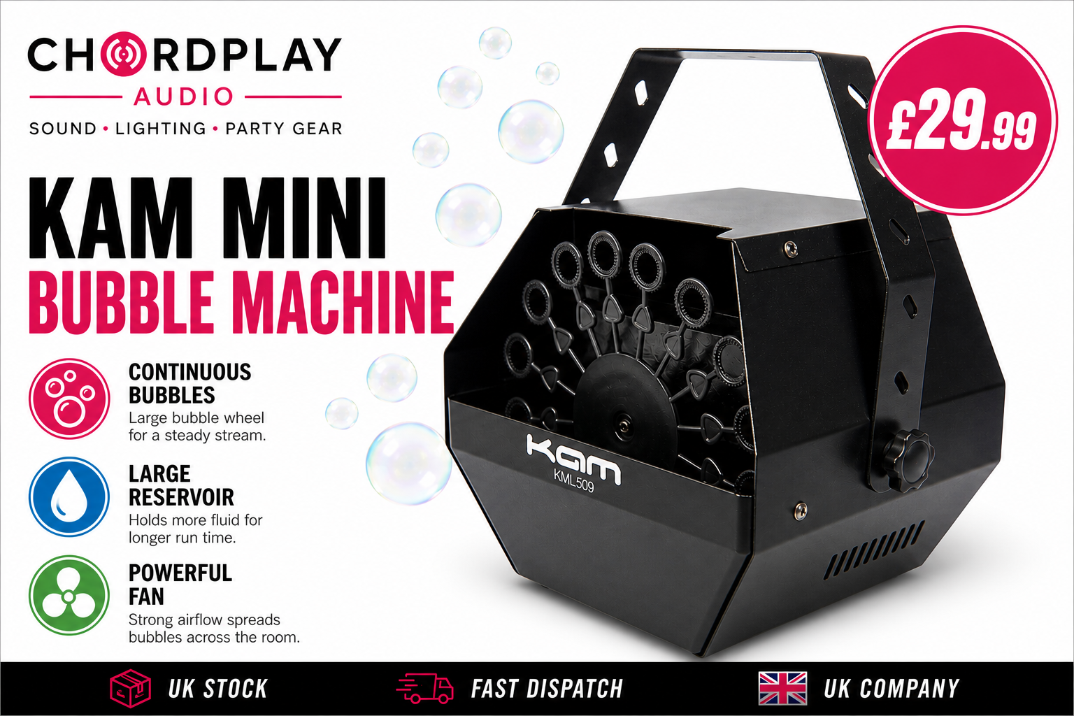 🫧NEW🫧 KAM Mini Bubble Machine~ Party Stage Effects~ Garden & Disco!