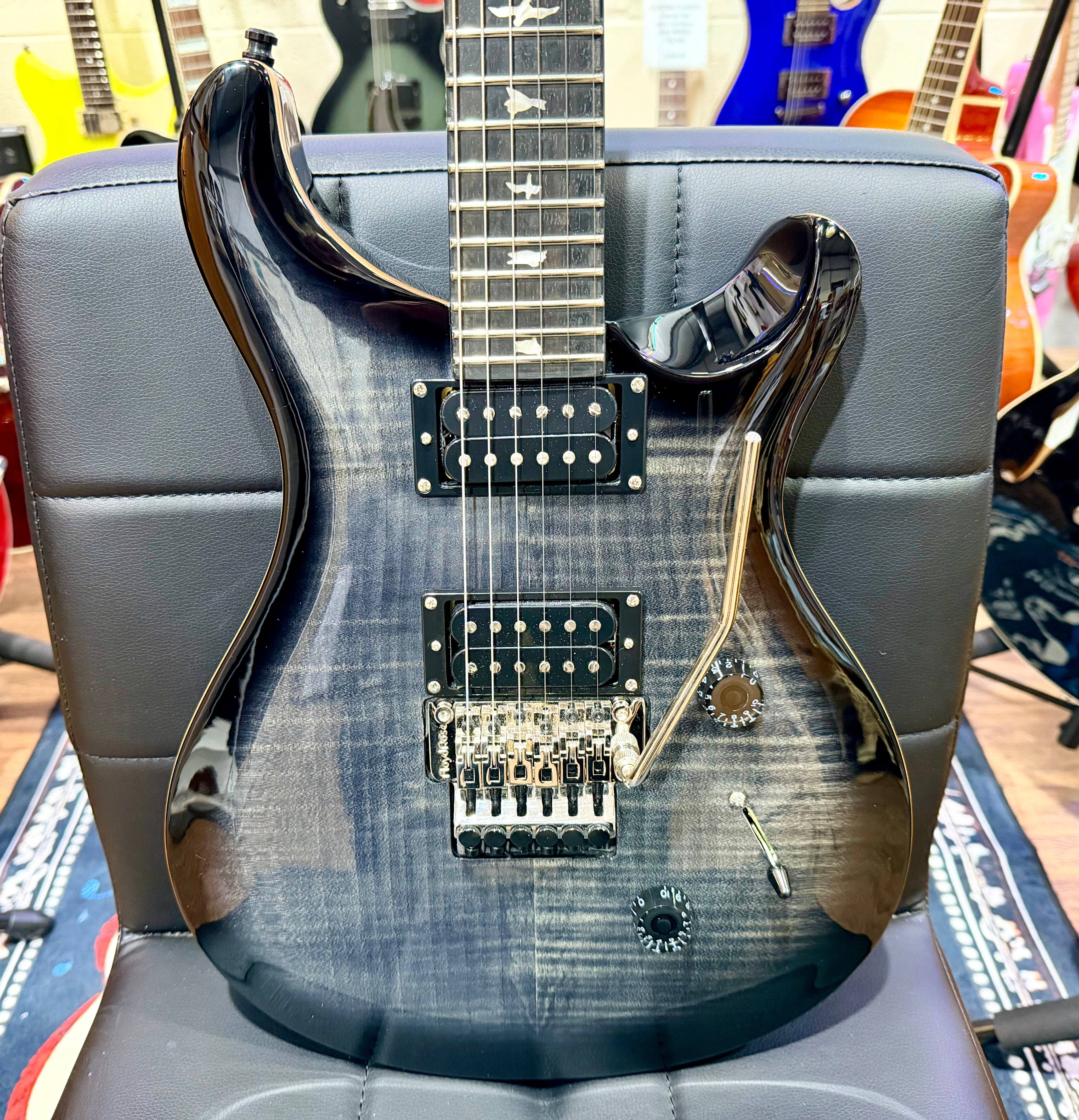🔥2022🔥 PRS SE Custom 24 Floyd Rose~ Charcoal Burst~ Gig Bag~ Mint Condition!