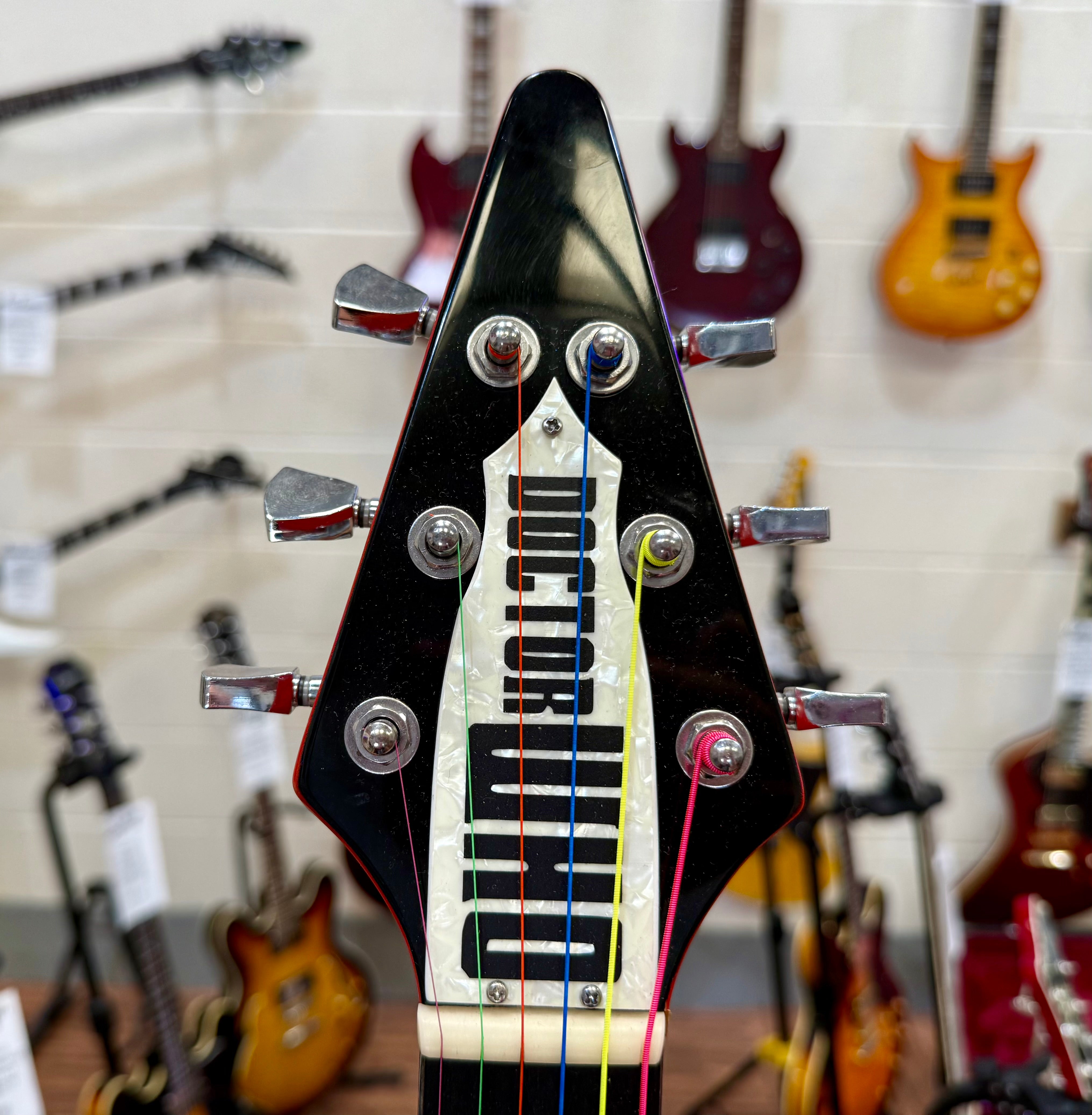 🔥DR WHO🔥 Custom Flying V Left Handed Guitar~ Doctor Who Tardis Lights~ Lefty!