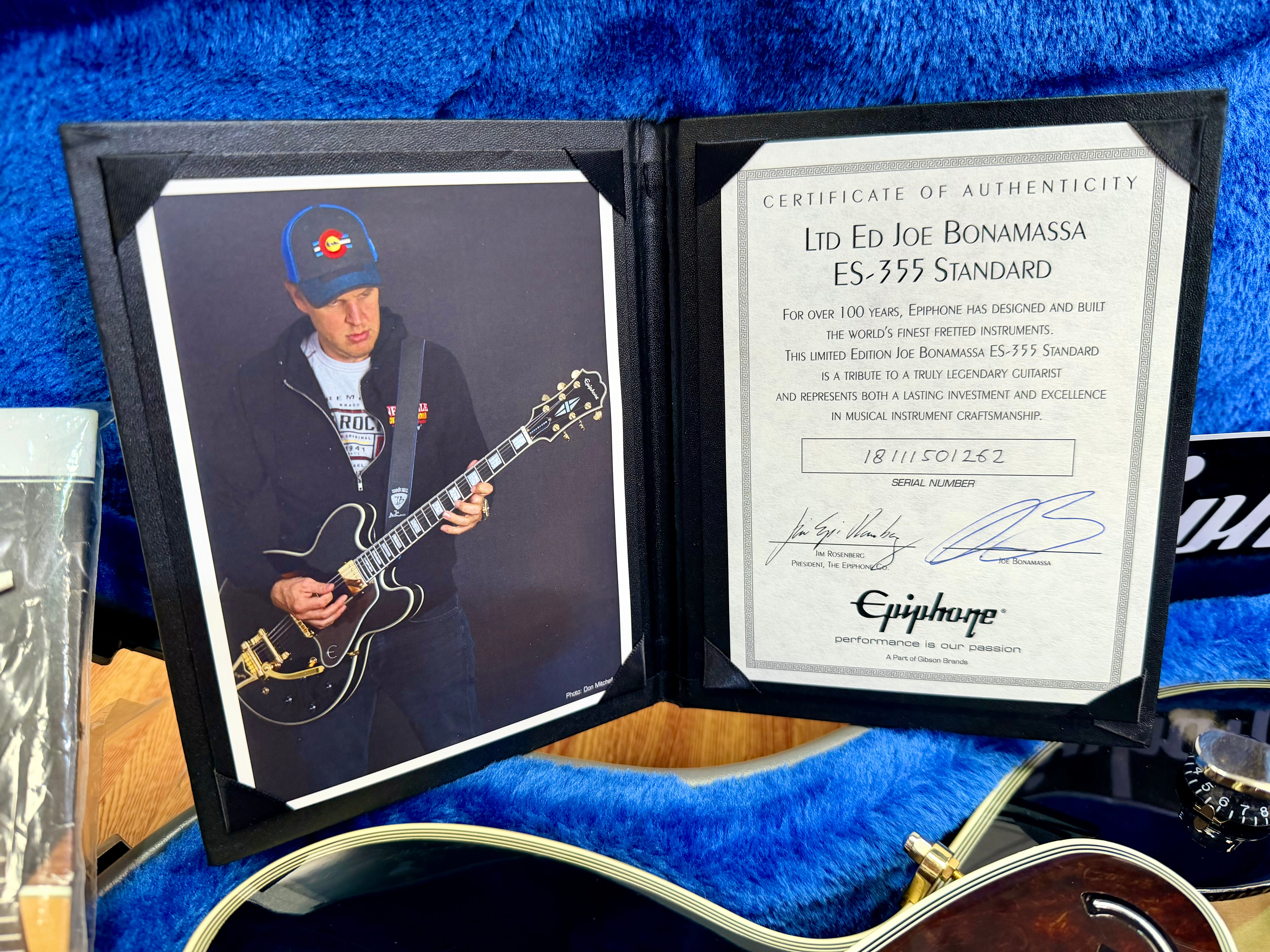🔥2018🔥 Epiphone Joe Bonamassa ES-355 Limited Edition Black + OHSC & Signed COA