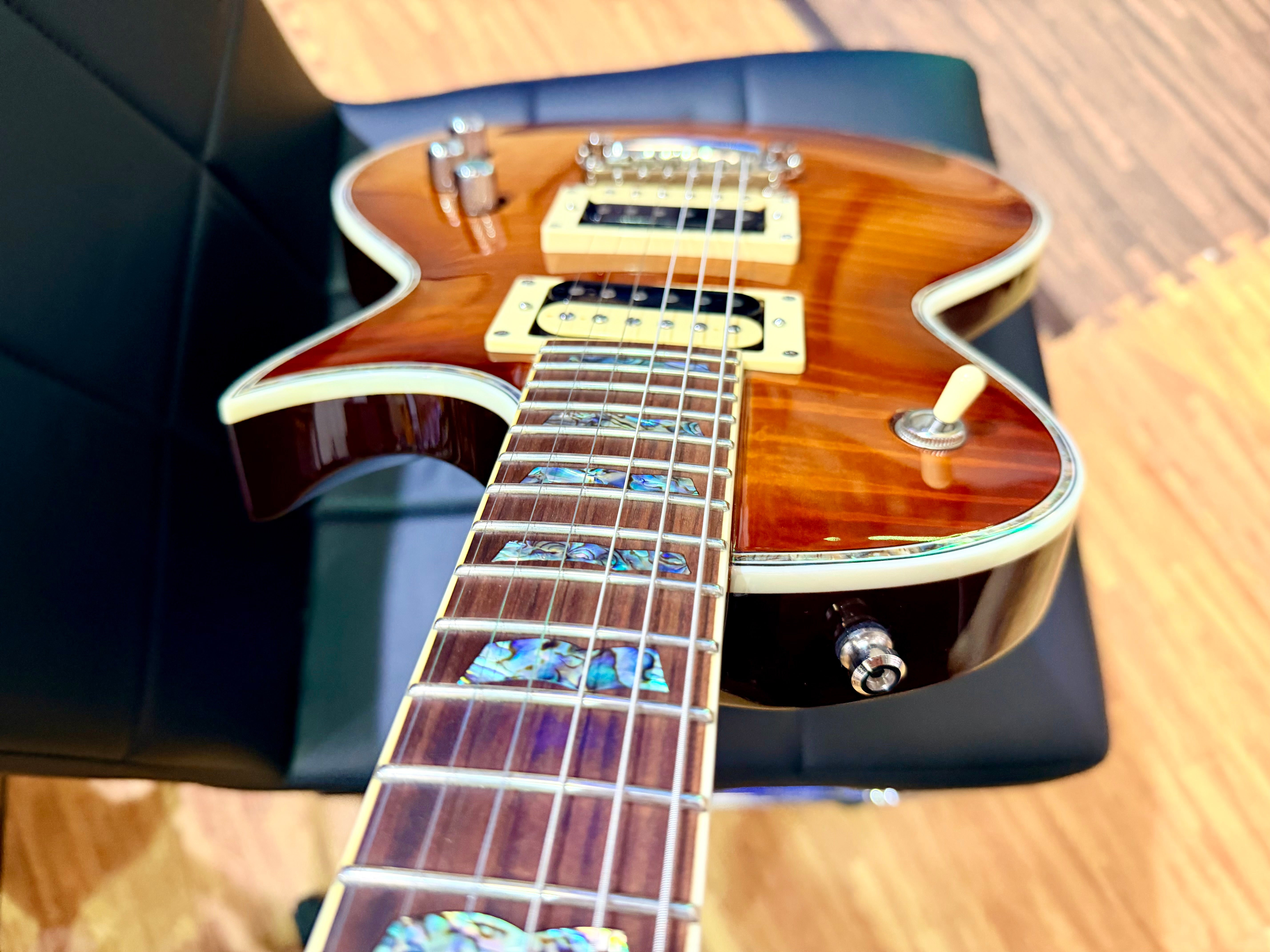 🔥2018🔥 ESP LTD EC-1000 Deluxe Amber Sunburst Electric Guitar + Case~ Abalone!