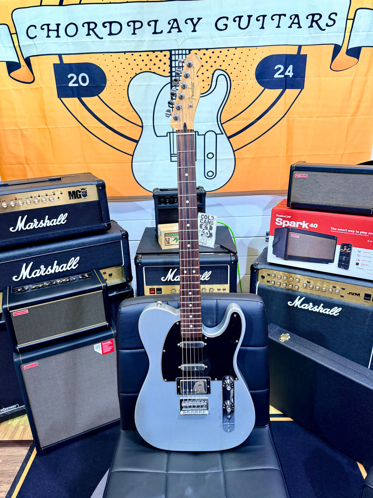 🔥2012🔥 Fender Blacktop Telecaster Baritone~ Ghost Silver HSS~ Mexican MIM Tele