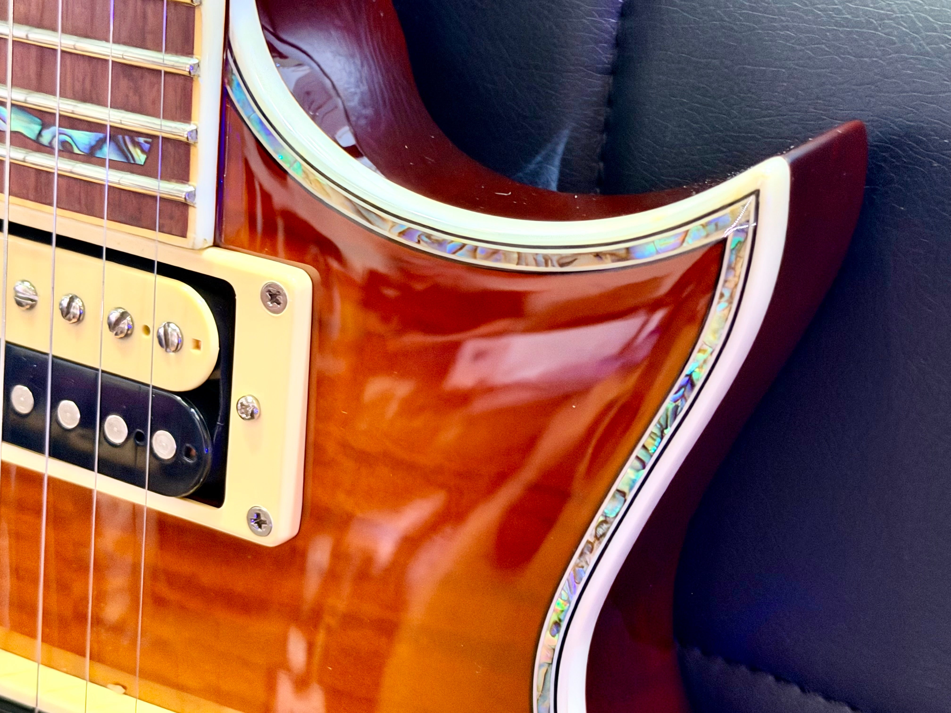 🔥2018🔥 ESP LTD EC-1000 Deluxe Amber Sunburst Electric Guitar + Case~ Abalone!