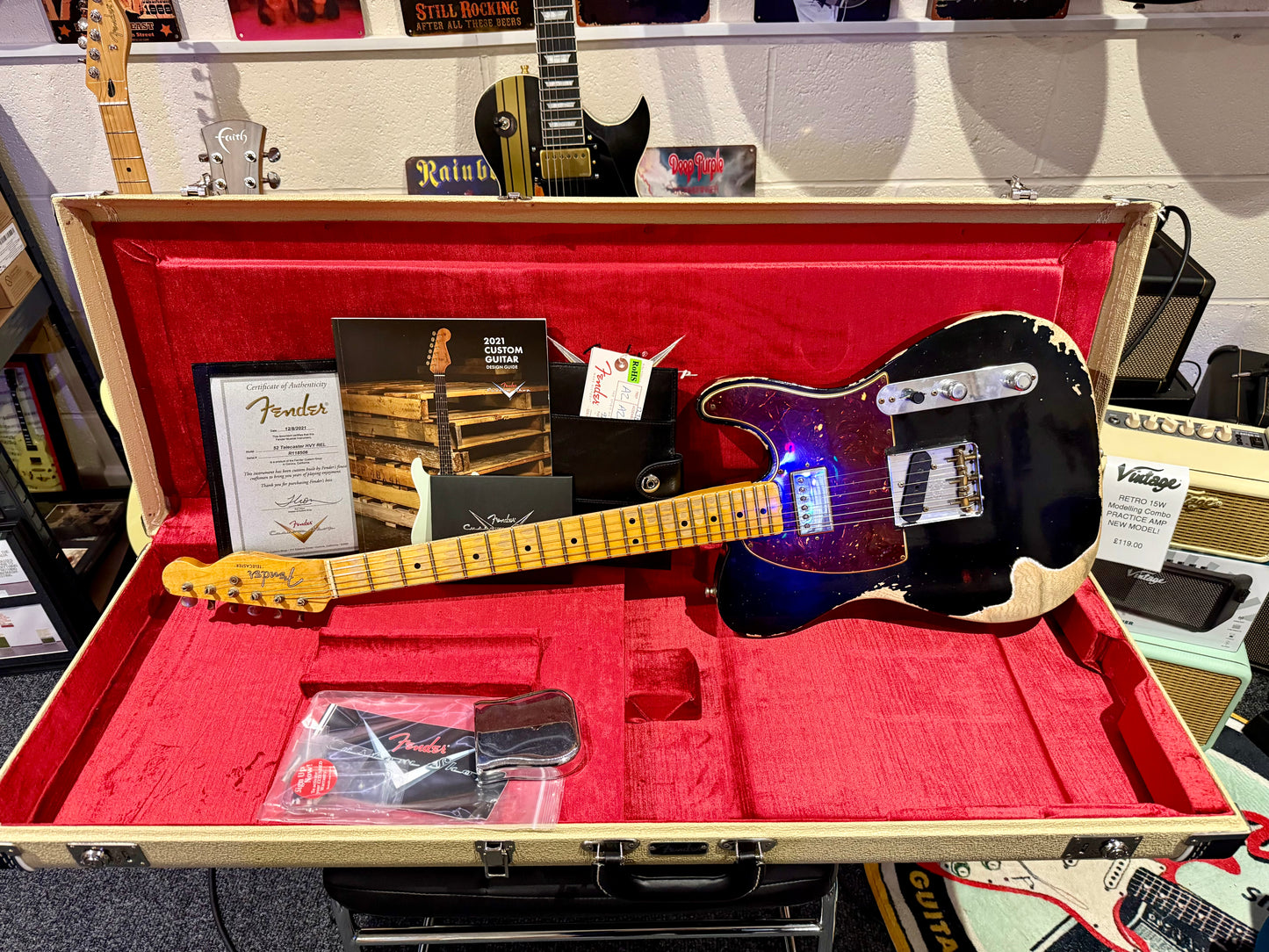 🌟 2021 Fender USA Custom Shop 🌟52' Telecaster Heavy Relic~ Black~ Case & Candy