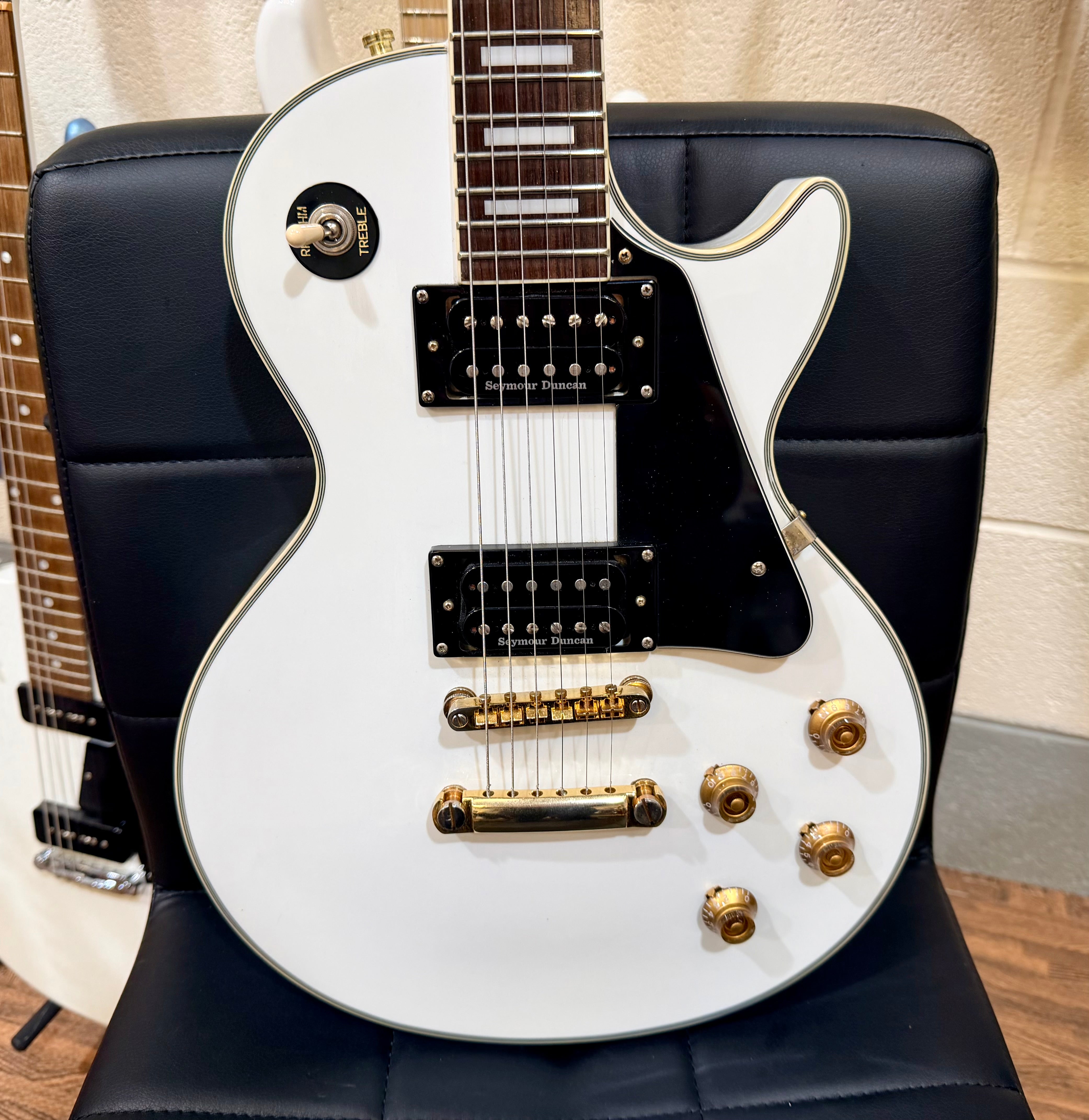 🌟2001 KOREA🌟 Epiphone Les Paul Custom~ Alpine White~ Seymour Duncan + Case!