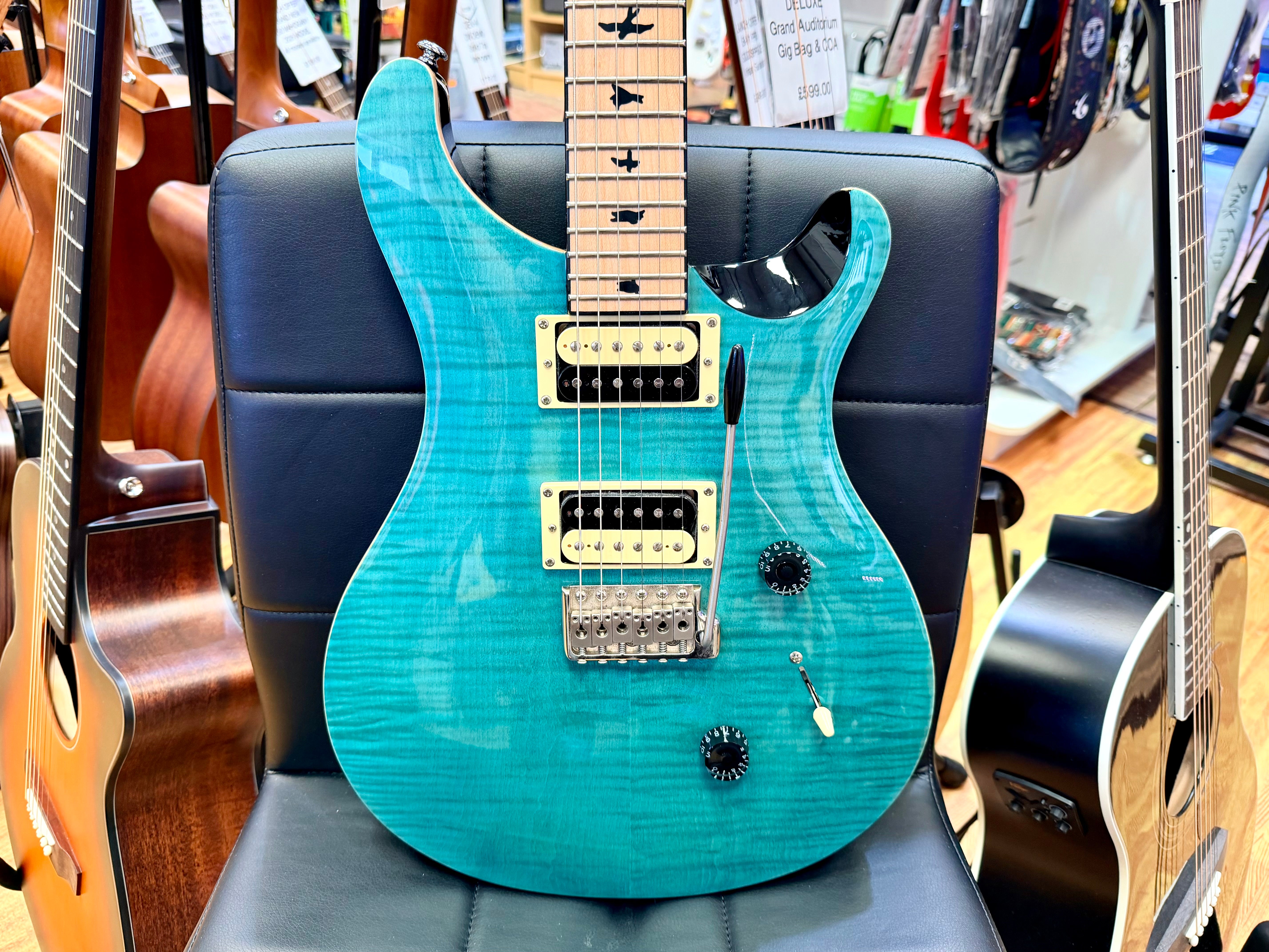 ✨RARE✨ PRS SE Custom 24 Roasted Maple Limited Edition~ Sapphire Turquoise + Bag