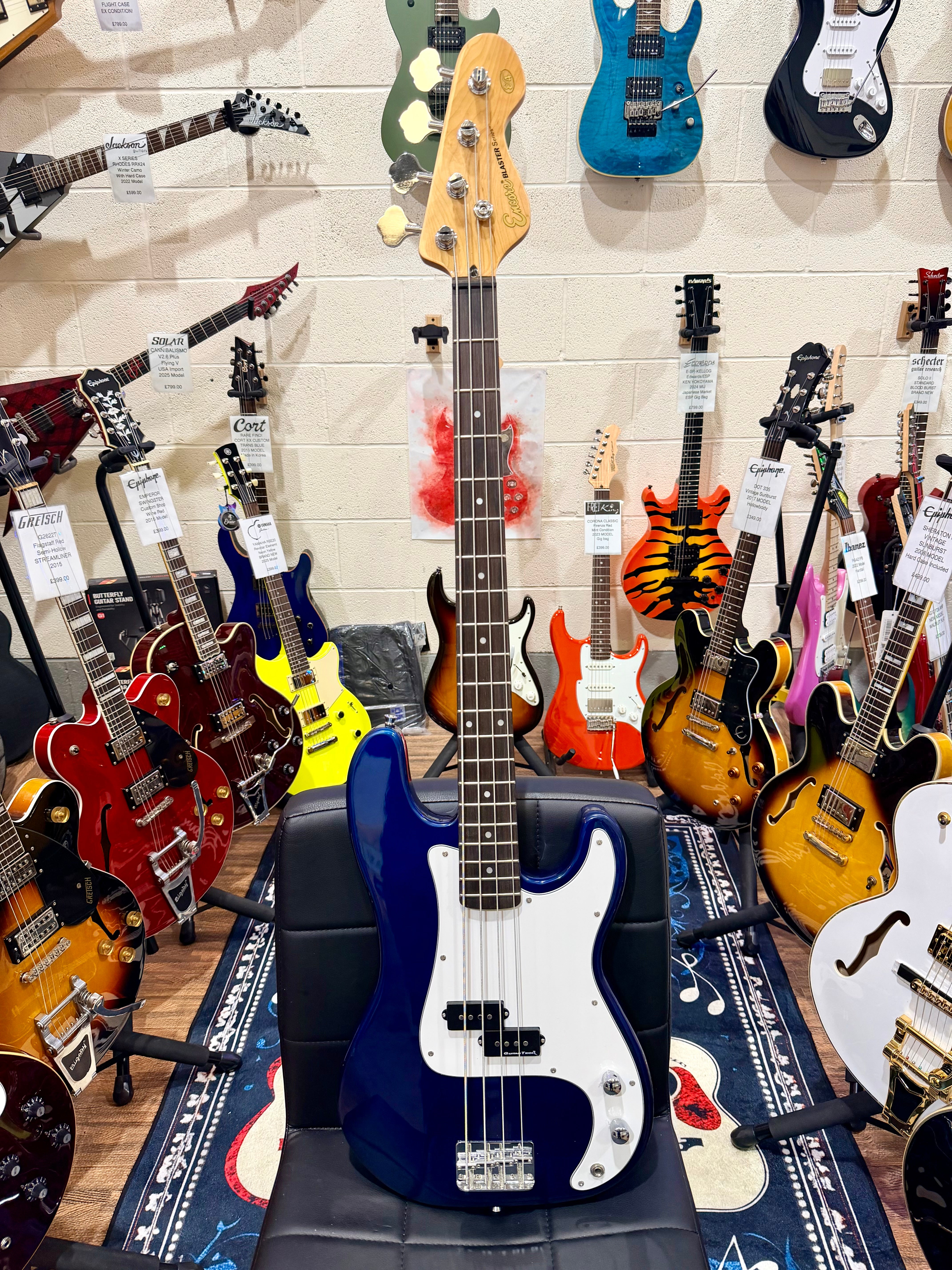 ⚡️NEW⚡️ Encore E4 Blaster Series Electric Bass Guitar~ Full Size 4/4 P Bass~Blue