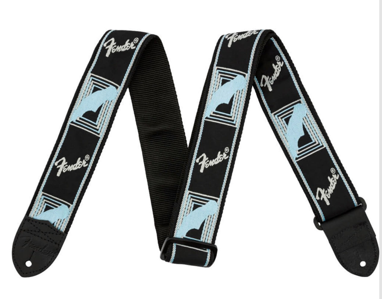 Fender Monogrammed Guitar Strap - Black/Light Grey/Blue