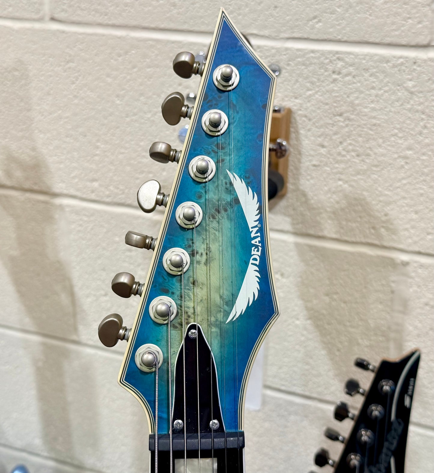 🔥2021🔥 Dean Exile Select 7-String Burl Poplar~ Satin Turquoise Burst~ Rare!