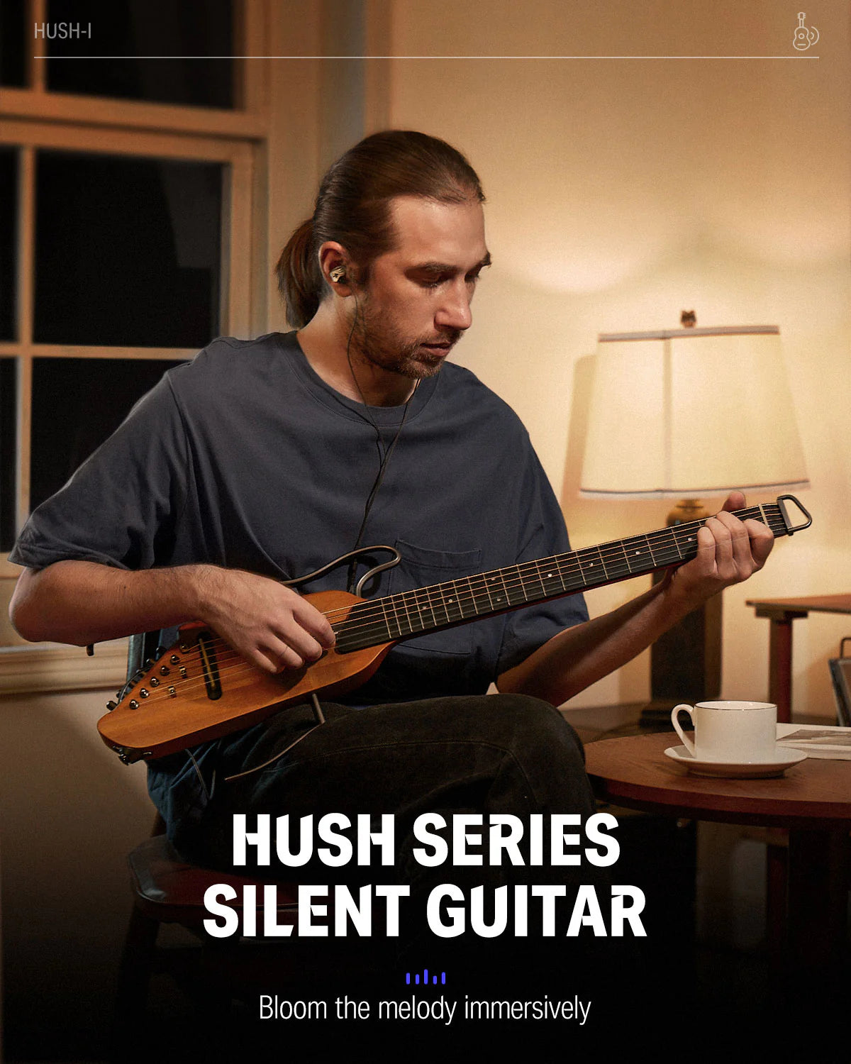 🌟NEW🌟 Donner HUSH-I Electro Acoustic Silent Travel Headless Guitar~ Sunburst!