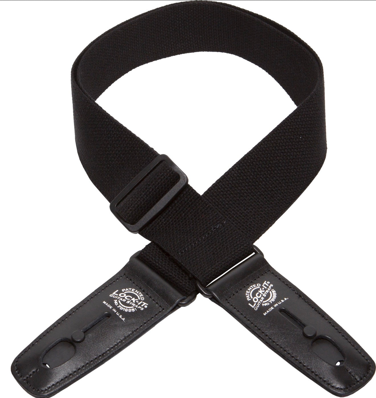 Lock-It Guitar Strap Cotton Series- Black