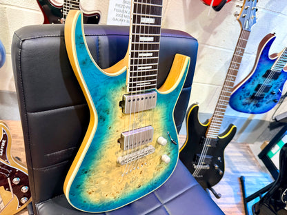 🔥2021🔥 Dean Exile Select 7-String Burl Poplar~ Satin Turquoise Burst~ Rare!
