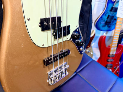 🌟2022🌟 Fender Player Mustang Bass PJ~ Pau Ferro~ Firemist Gold~ Mexican Bass!
