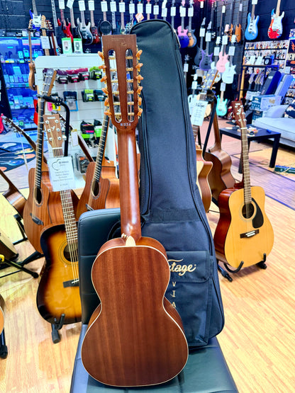 ✨NEW✨ Vintage Paul Brett Viator Electro Acoustic 12 String Travel Guitar + Bag