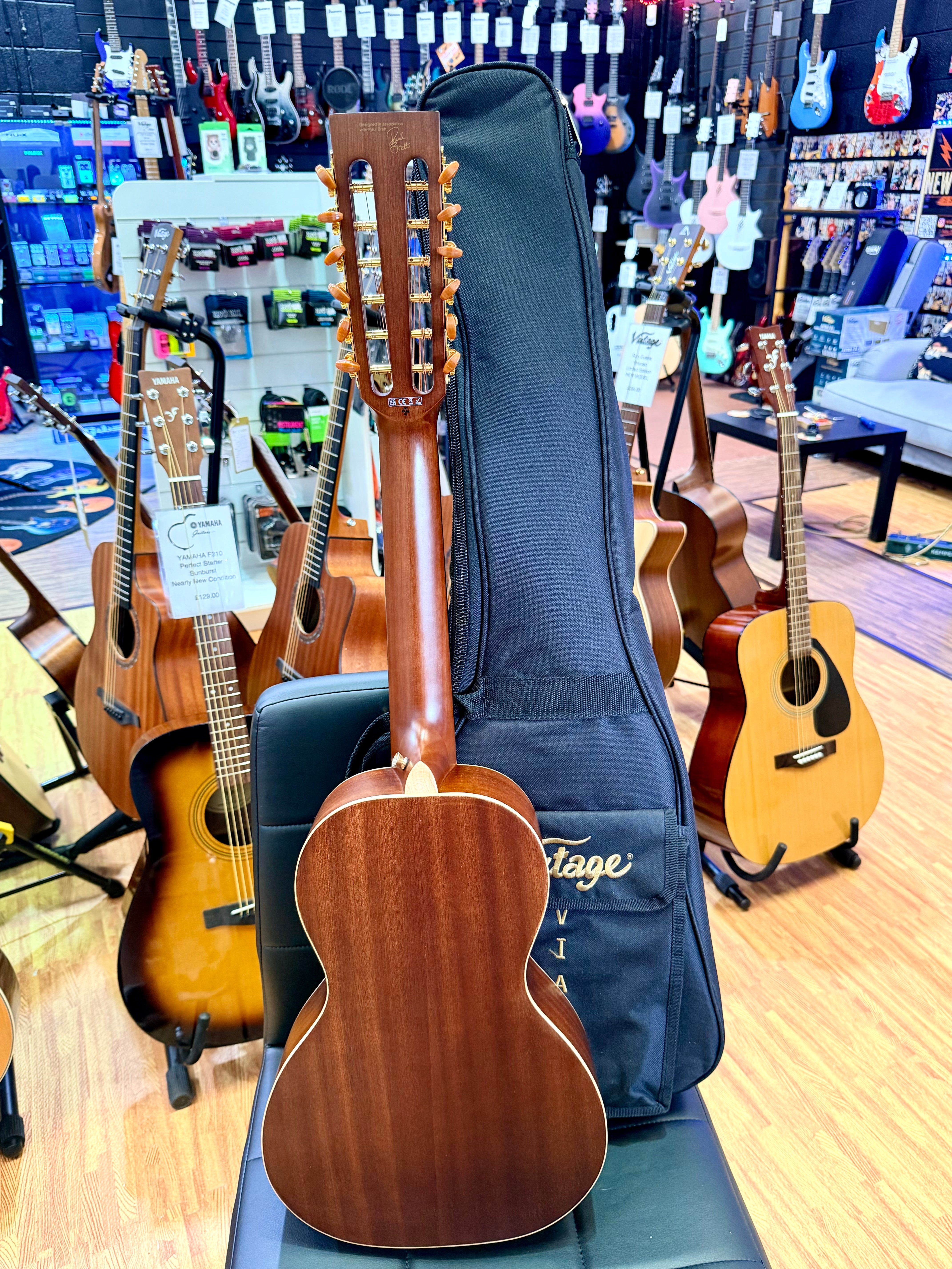 ✨NEW✨ Vintage Paul Brett Viator Electro Acoustic 12 String Travel Guitar + Bag
