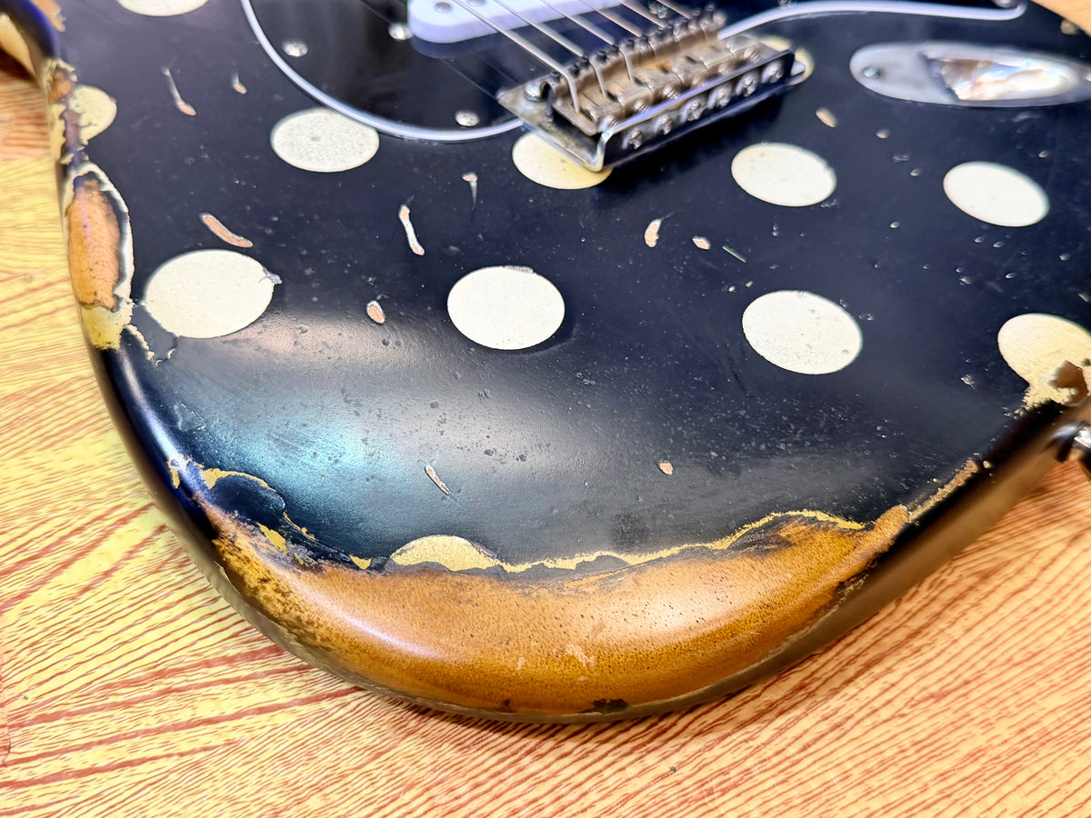 🔥Handmade In UK🔥 Stolen Valour Heavy Relic ST Polka Dot Guitar~ Buddy Guy Style!