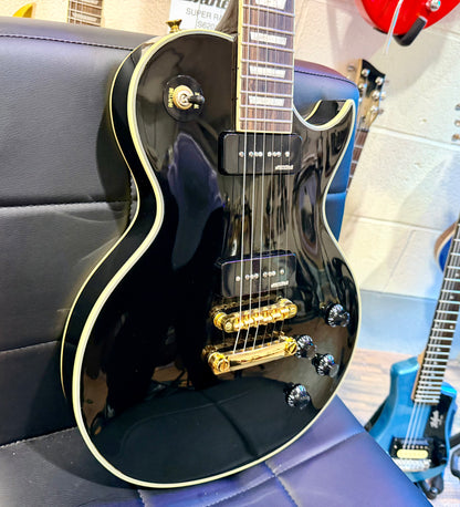 🔥MINT🔥 Vintage V100PBB V100 Les Paul~ P90 Pickups~ 2W90 Gold Hardware~ Black!