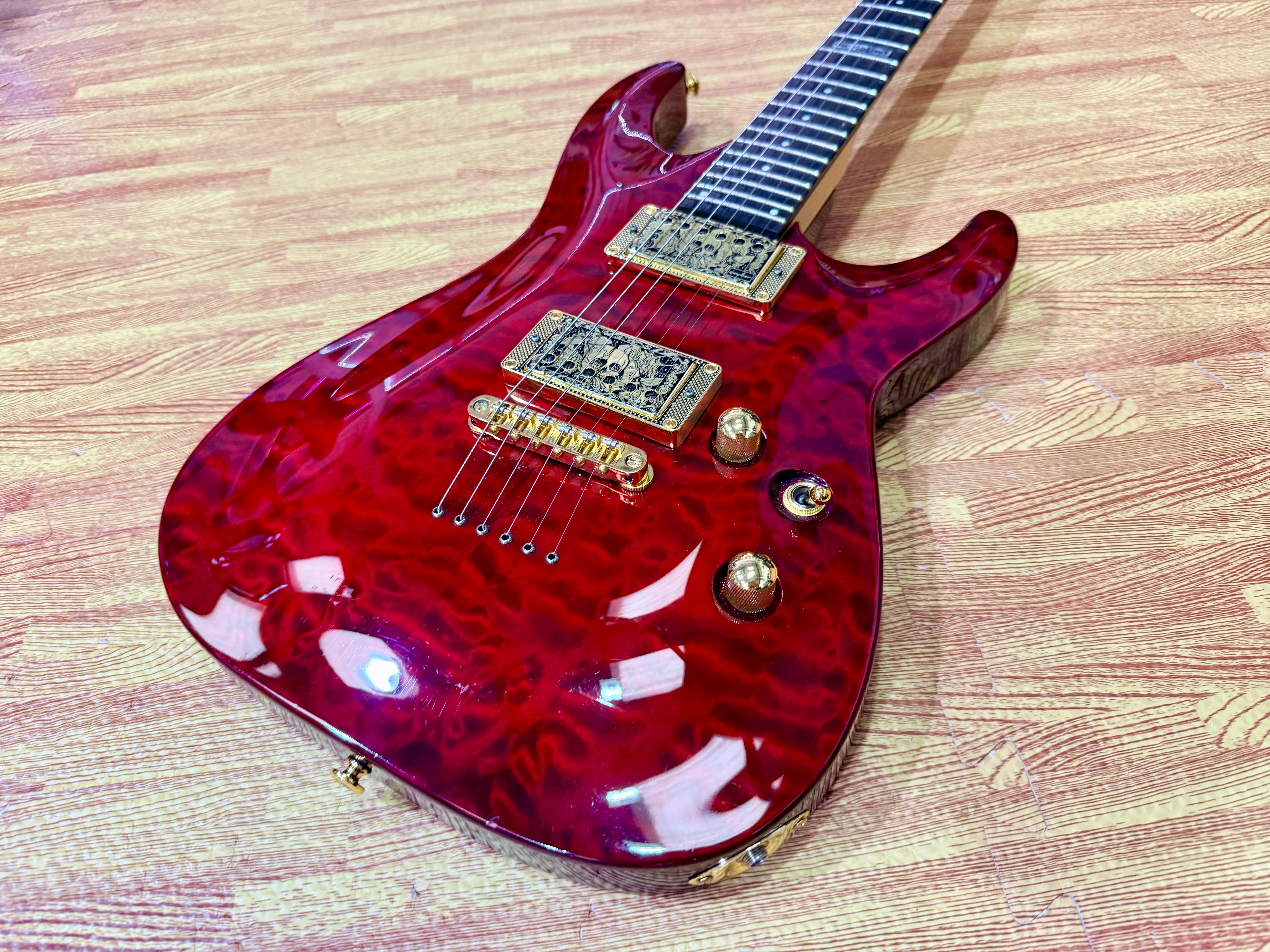 🔥2012🔥 ESP LTD MH-100QM NT See Thru Black Cherry~ Gold Hardware Guyker Lockers