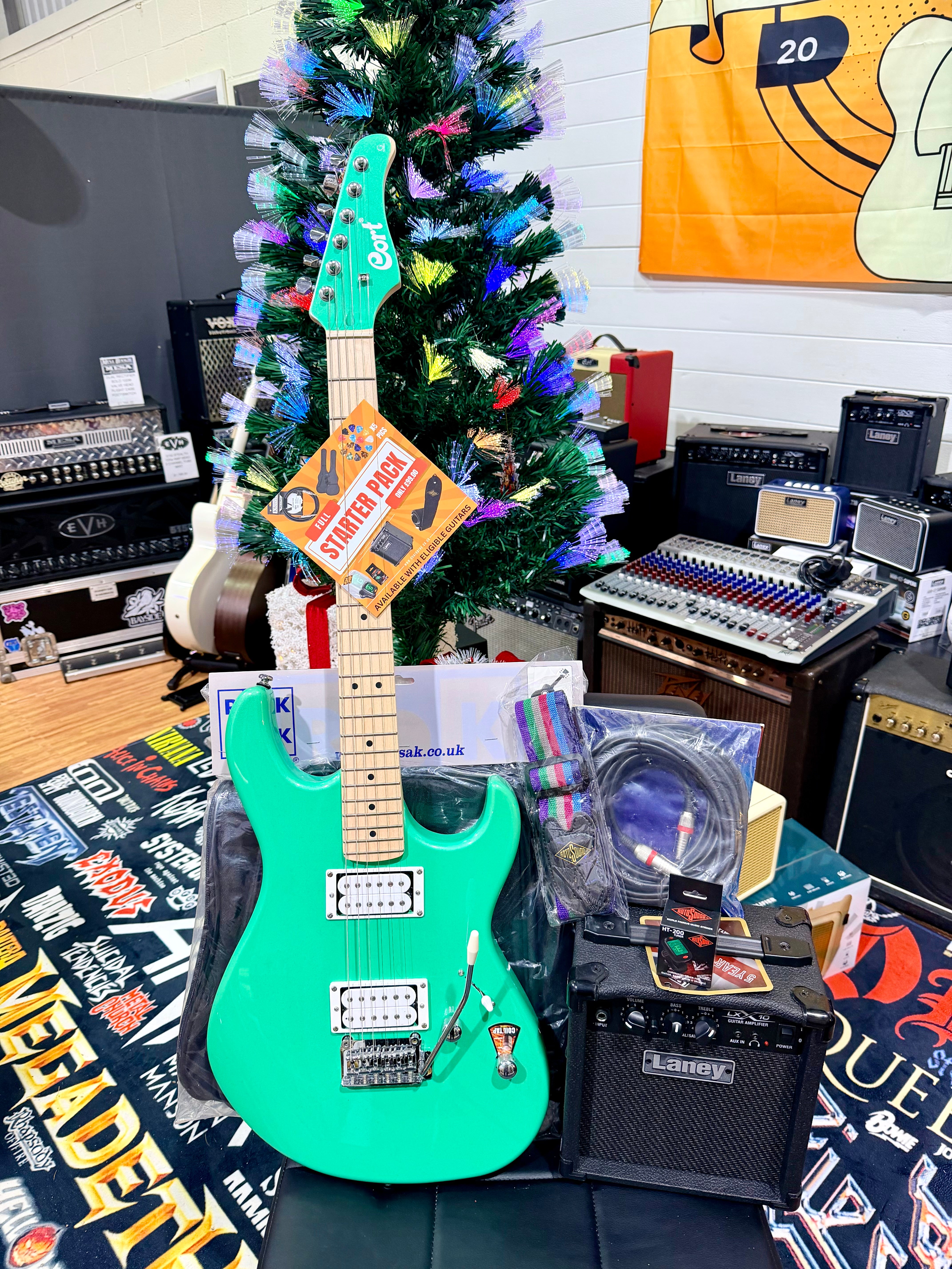 🎁 ELECTRIC GUITAR STARTER PACK 🎁 Cort G250 Spectrum~ Green + Laney Amp, Bag, Tuner