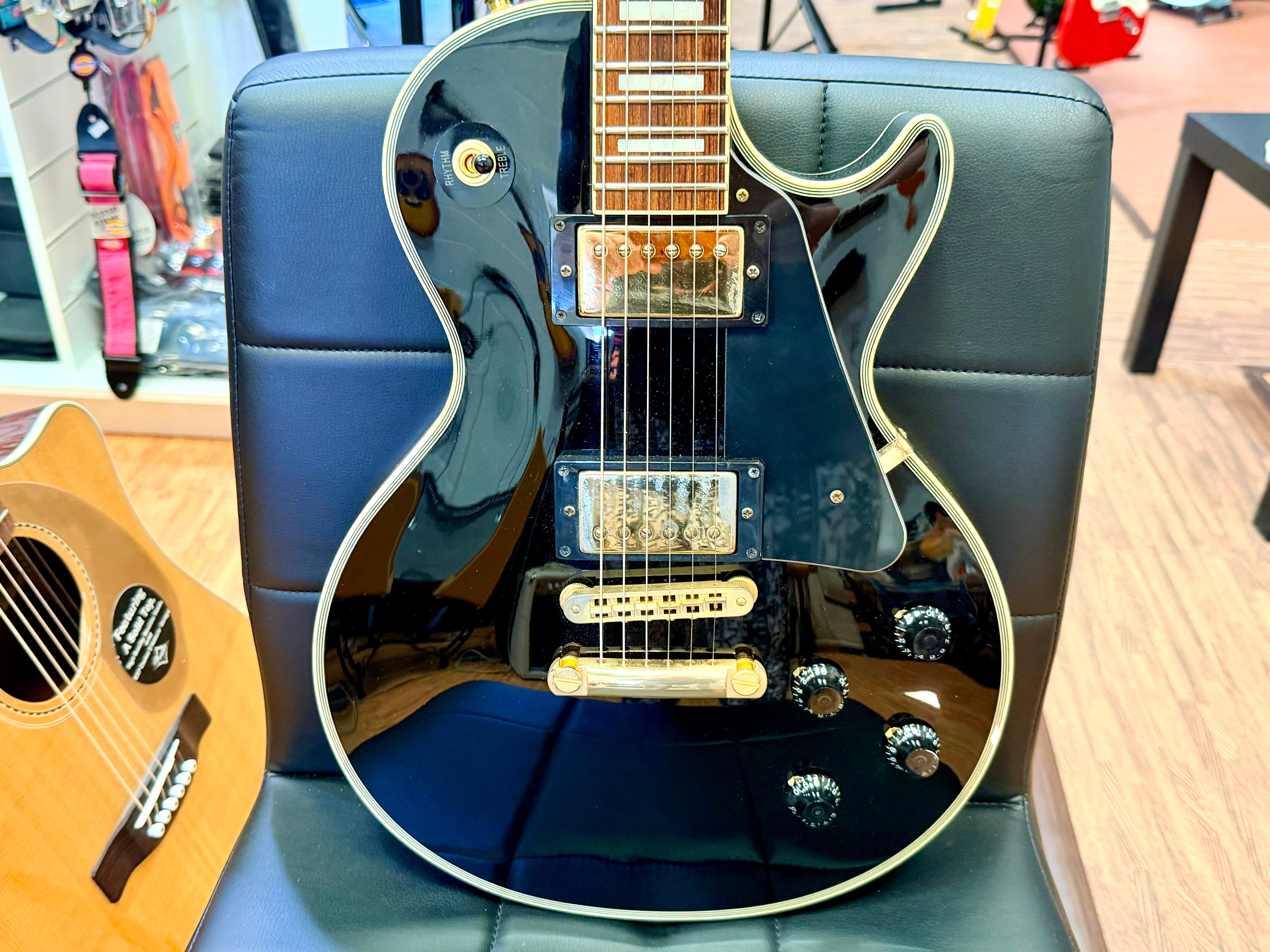 🔥2015🔥 Burny SRLC-55 Black Les Paul Custom~ Gold Hardware~ Japanese Import!