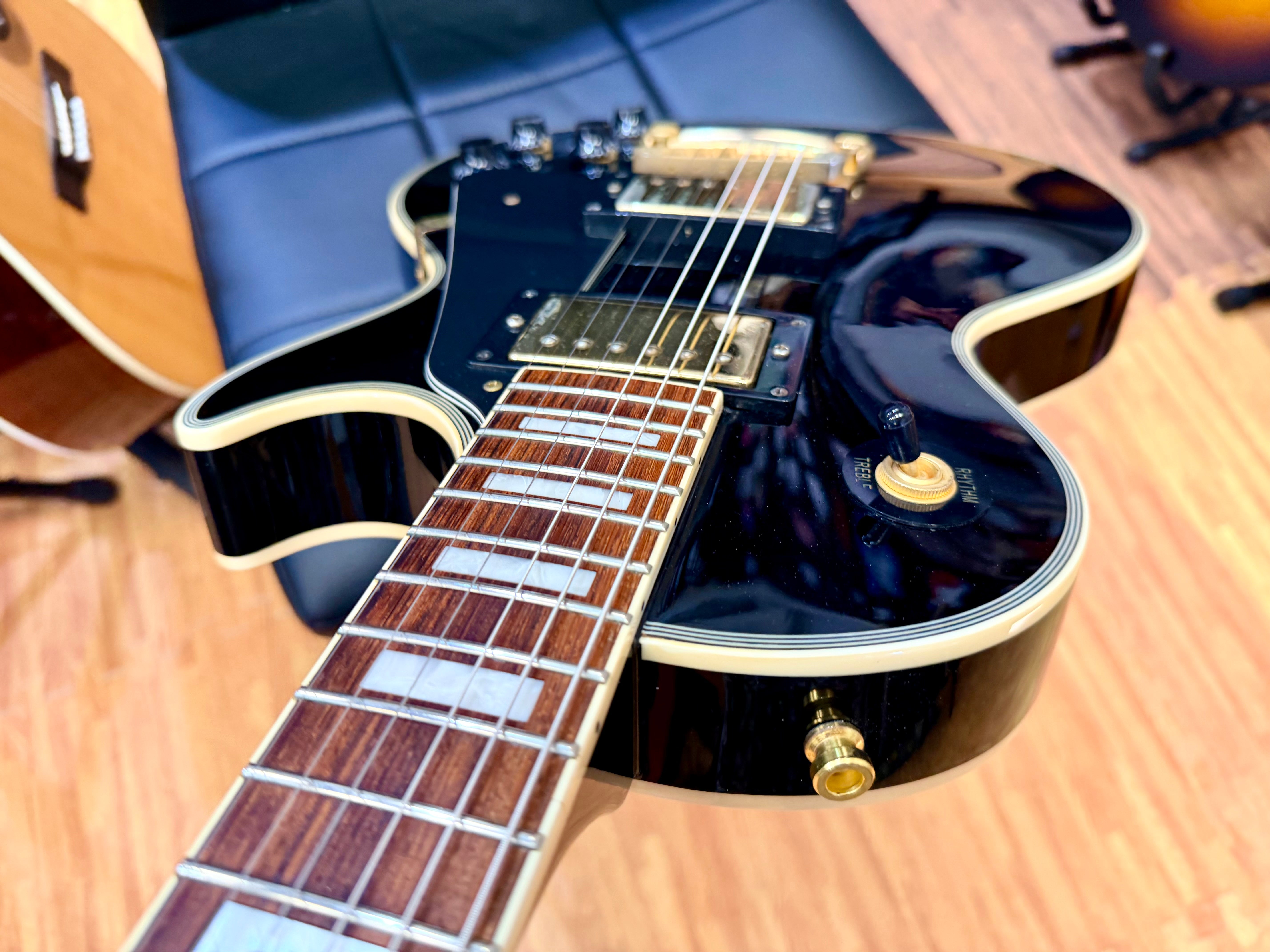 🔥2015🔥 Burny SRLC-55 Black Les Paul Custom~ Gold Hardware~ Japanese Import!