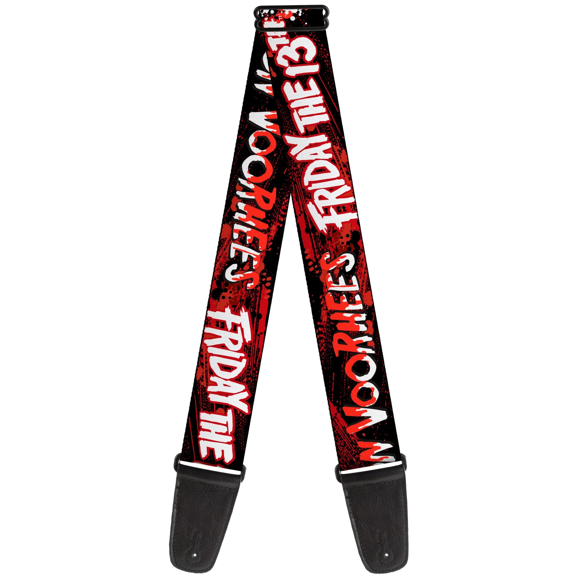 Buckle Down Guitar Strap - FRIDAY THE 13TH JASON VOORHIES Mask Text Black/Red/White