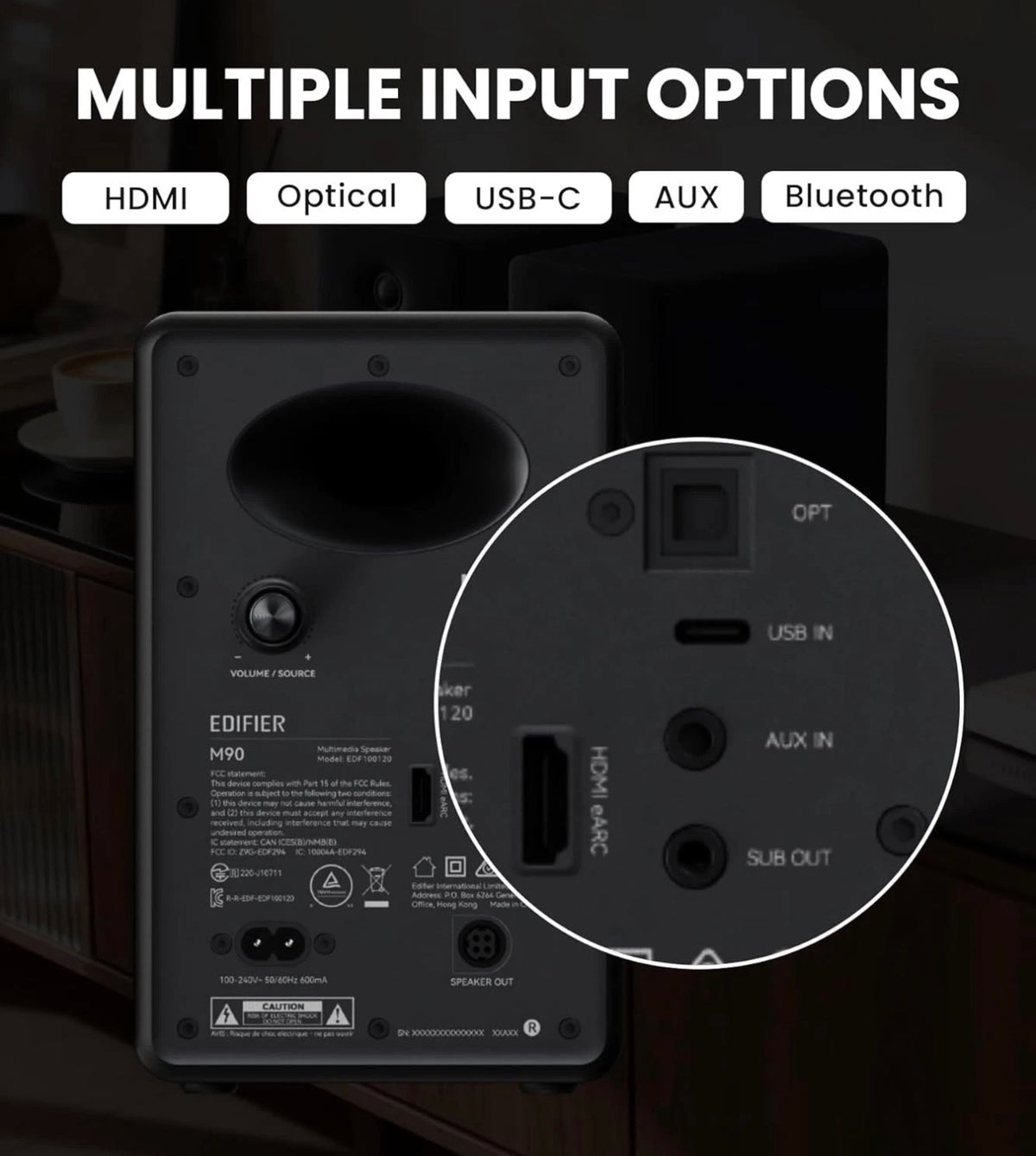 Edifier M90 HiRes Black Active 100 RMS Multimedia Speakers/Monitors with Sub Out