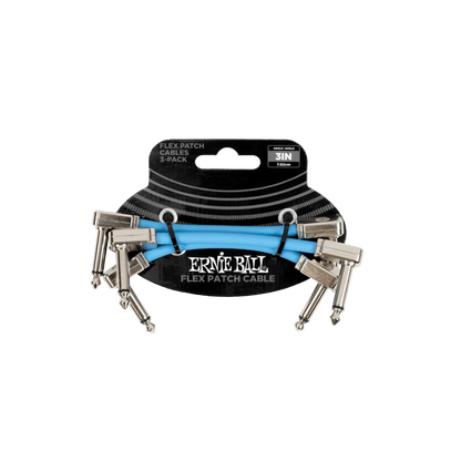 Ernie Ball Flex Patch Cable 3in- Pack of 3 Blue