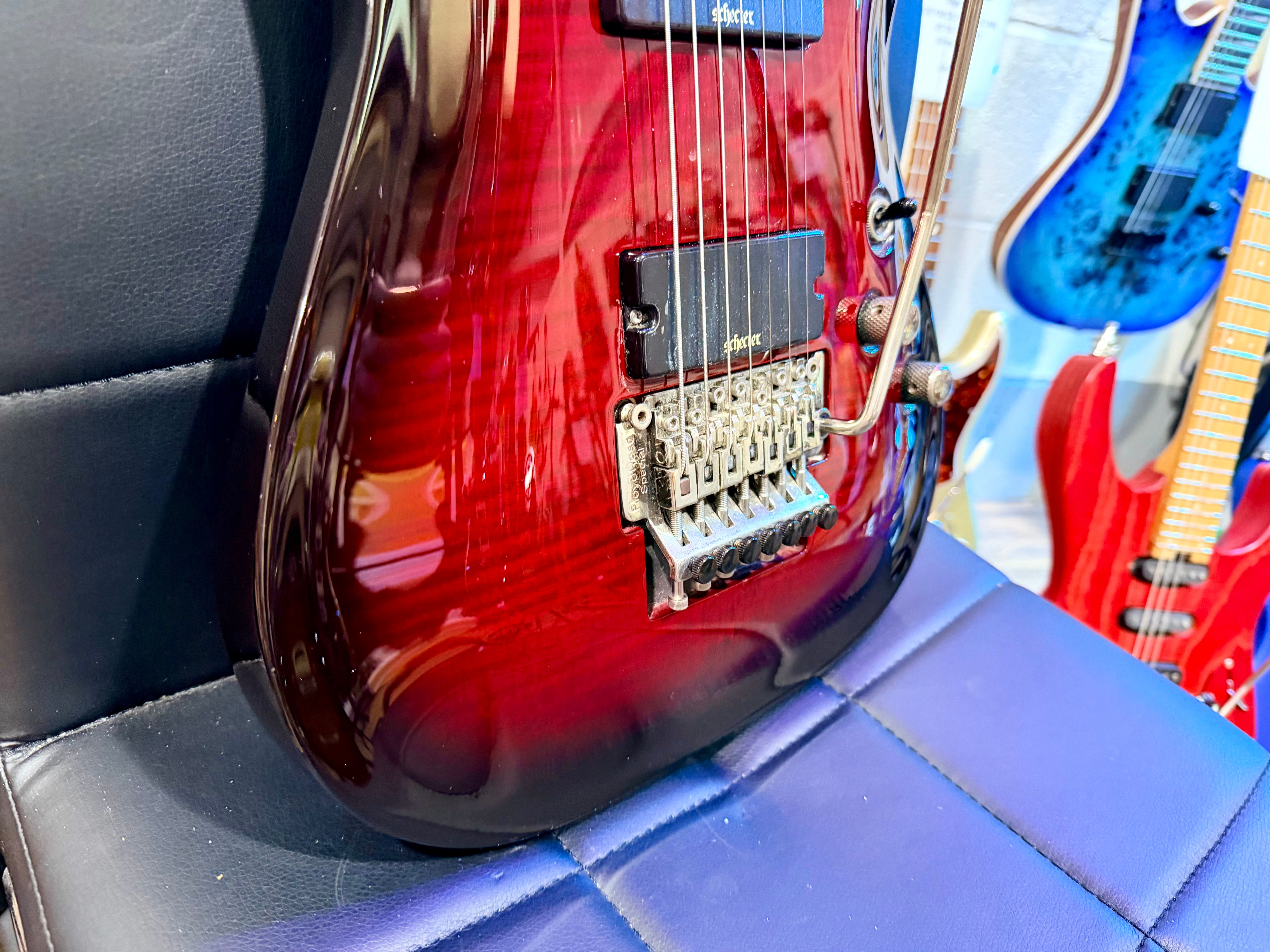 🔥7-STRING🔥 Schecter Demon-7 FR In Crimson Red Burst~ Floyd Rose~ Active~ 2017!