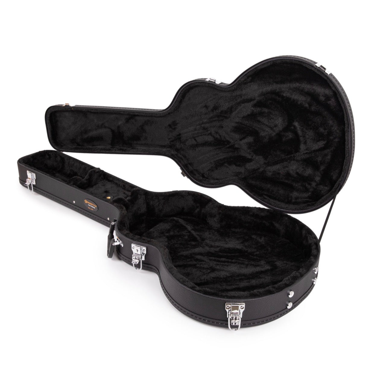Deluxe Arch Top Wood Case Semi-Acoustic 335 Style Guitars- Black
