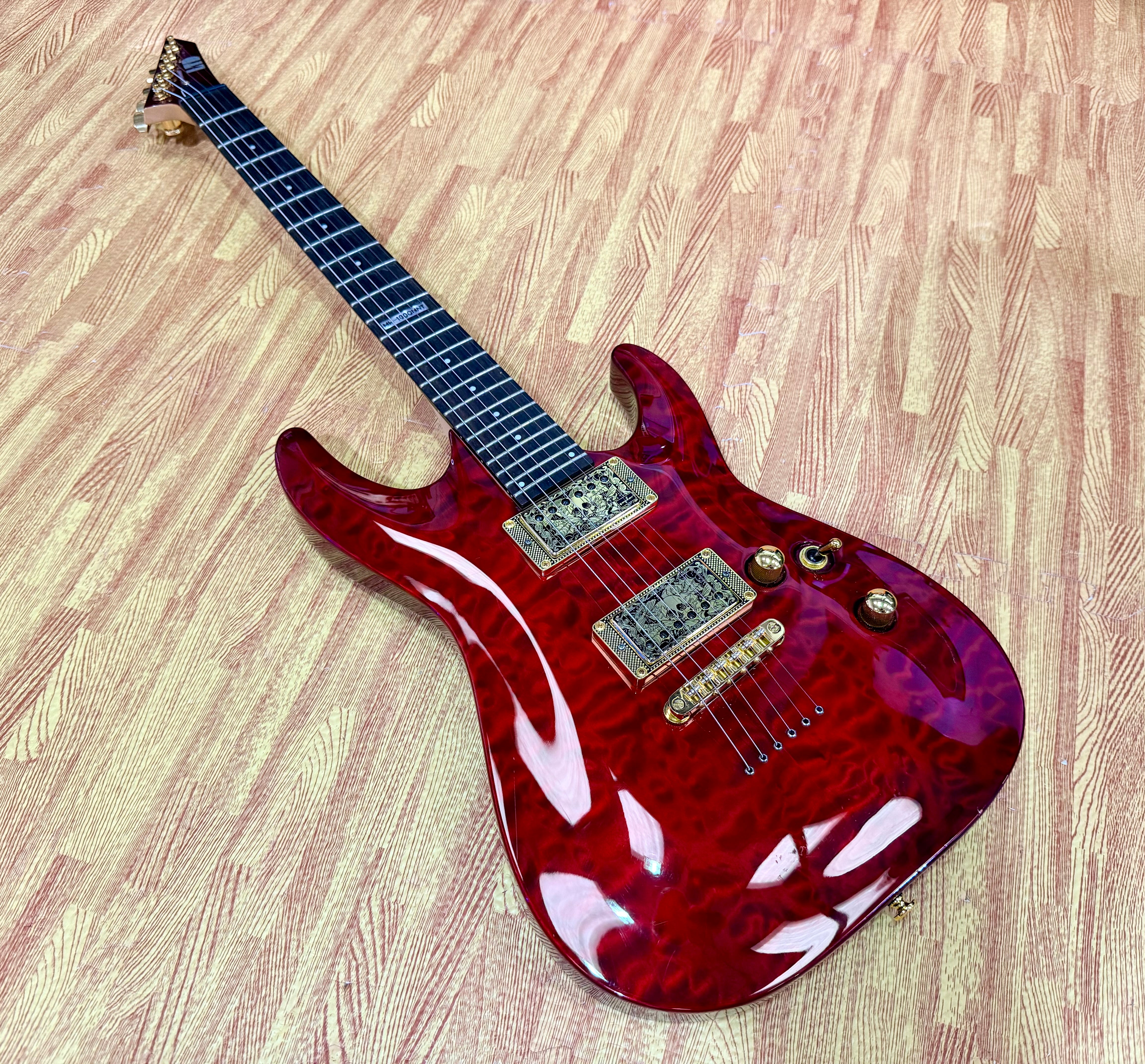 🔥2012🔥 ESP LTD MH-100QM NT See Thru Black Cherry~ Gold Hardware Guyker Lockers