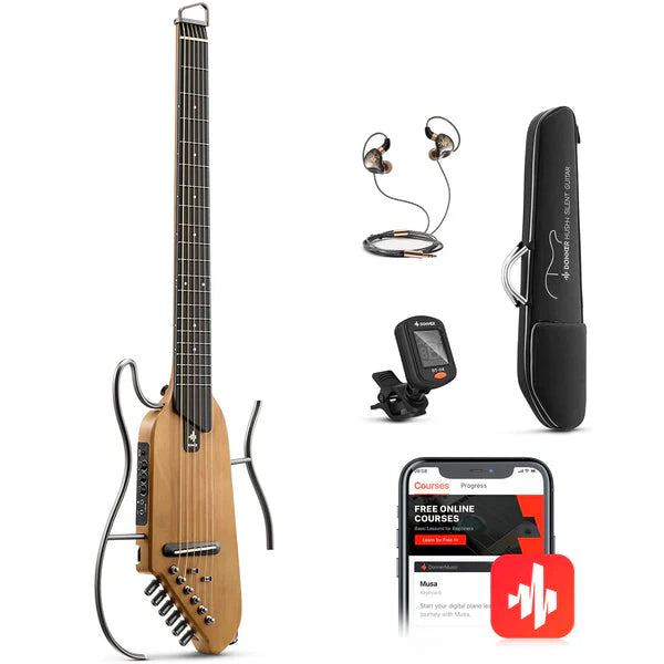 🌟NEW🌟 Donner HUSH-I Electro Acoustic Silent Travel Headless Guitar~ Maple!