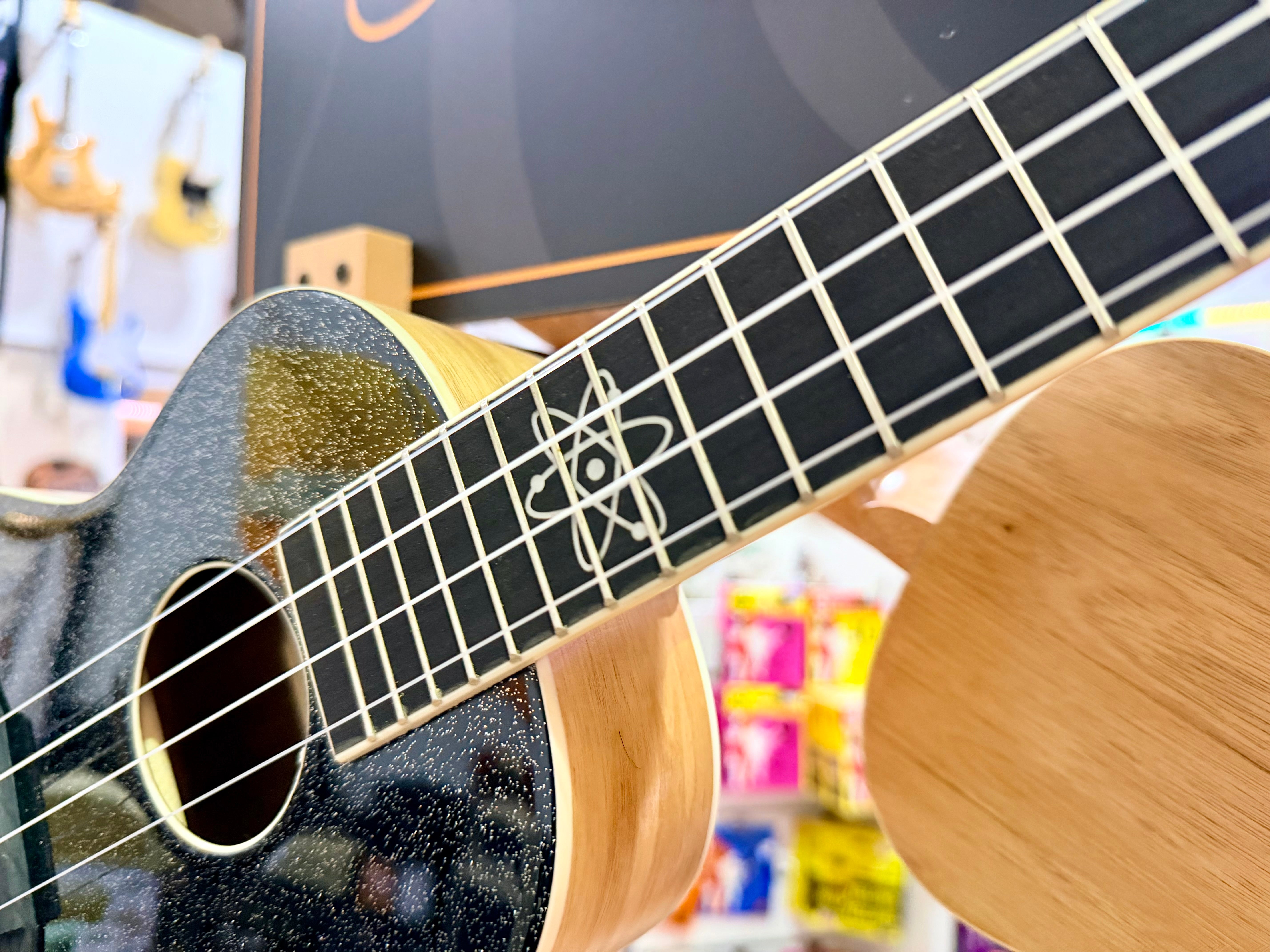 🔥NEW 2025🔥 Ortega Concert Ukulele~ Element Series Metallic Black Sparkle~ Gig Bag