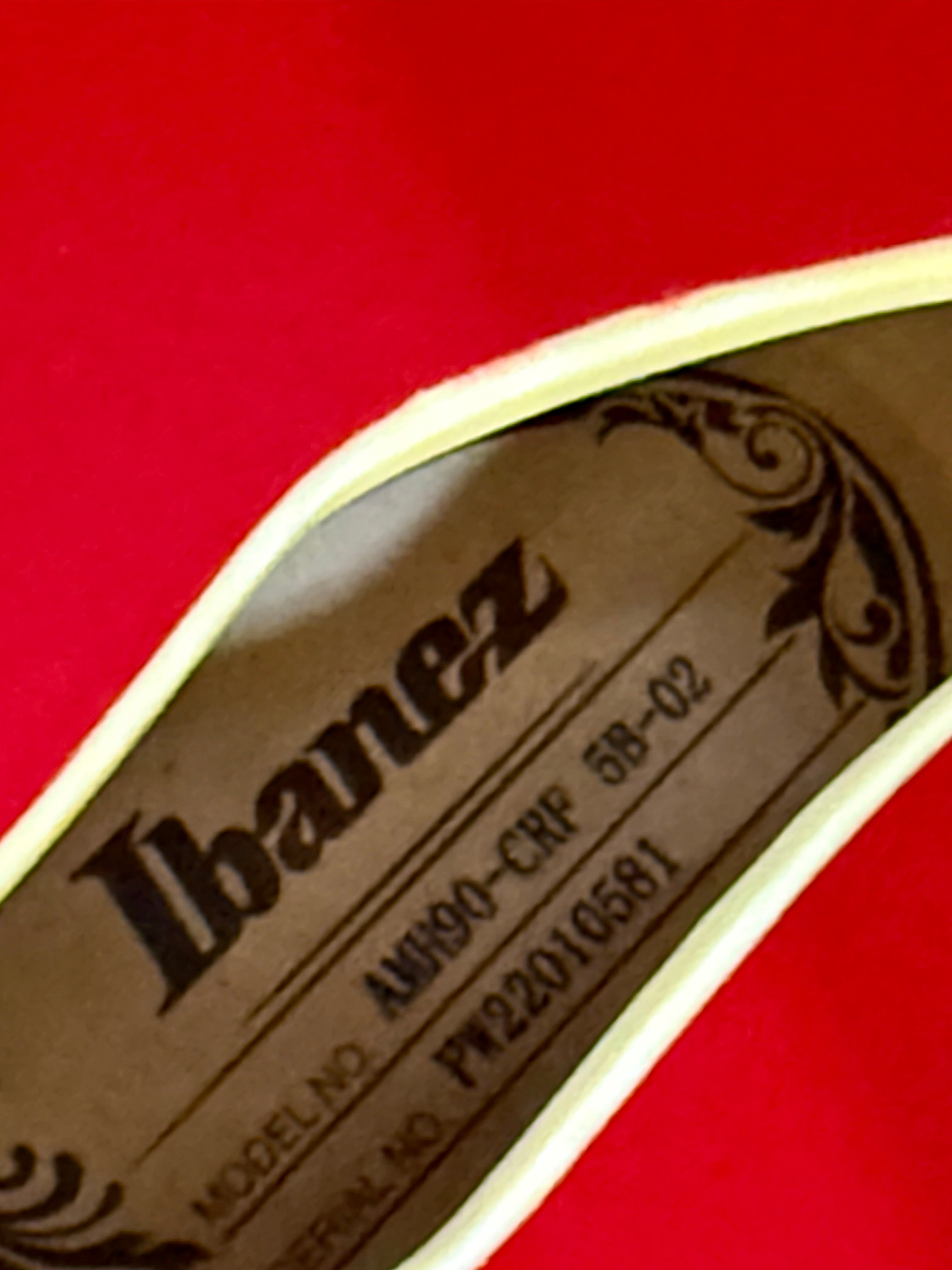 🌟2022 EX-DEMO🌟 Ibanez AMH90-CRF Artcore Expressionist~ Cherry Red Flat~ MINT!