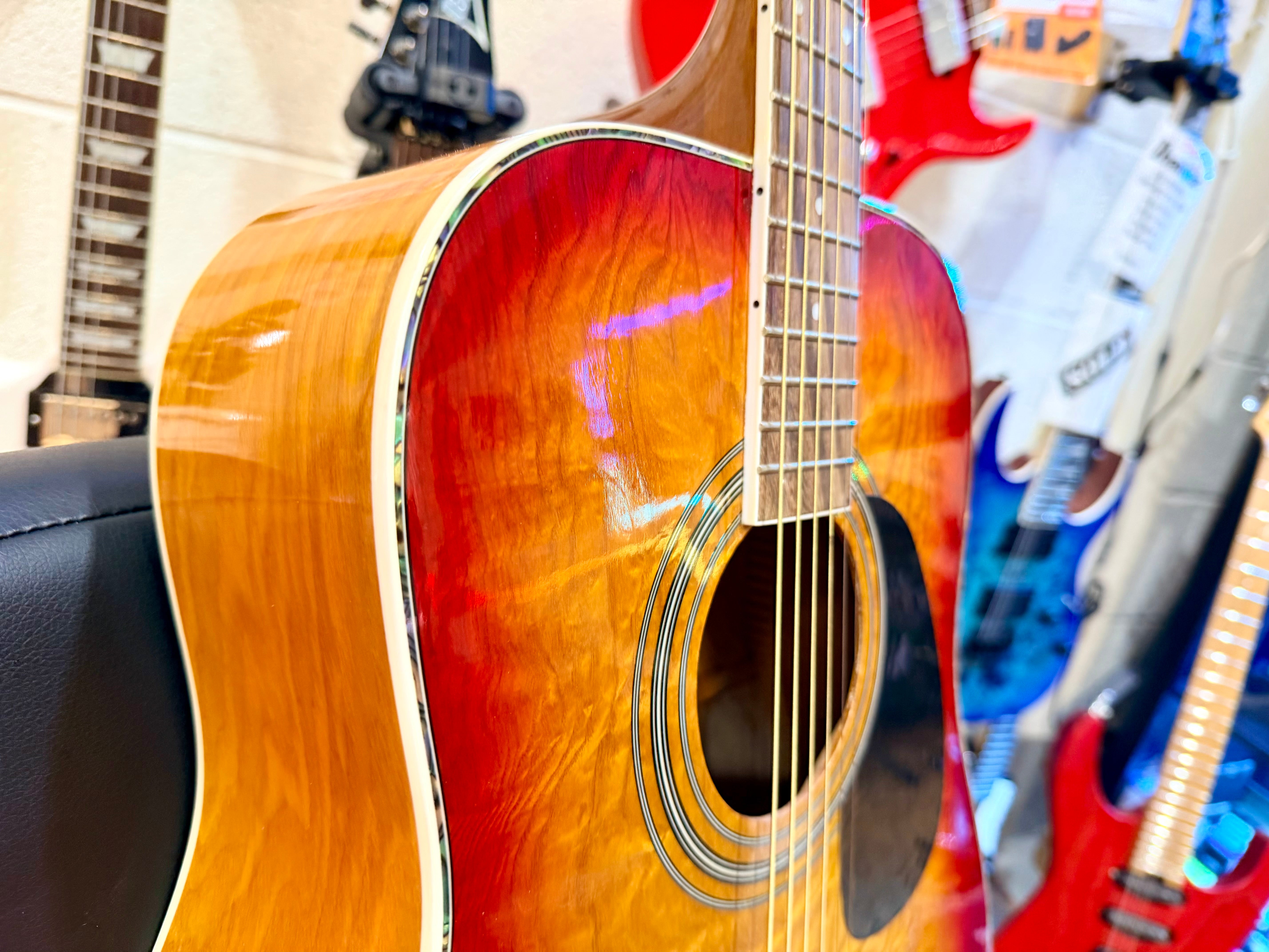 🌟STUNNING🌟 Hohner HW420G-CS Dreadnought Acoustic Guitar~ Cherry Sunburst~ 90s!