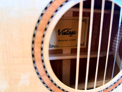 ✨ Vintage V1650N Performer Series Acoustic Orchestra OM Guitar~ Natural Gloss ✨