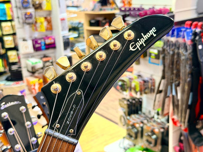 ⚡️2001⚡️ Epiphone ‘58 Explorer Black~ Korean Made 1958 ~ Gold Hardware~ Unsung MIK!