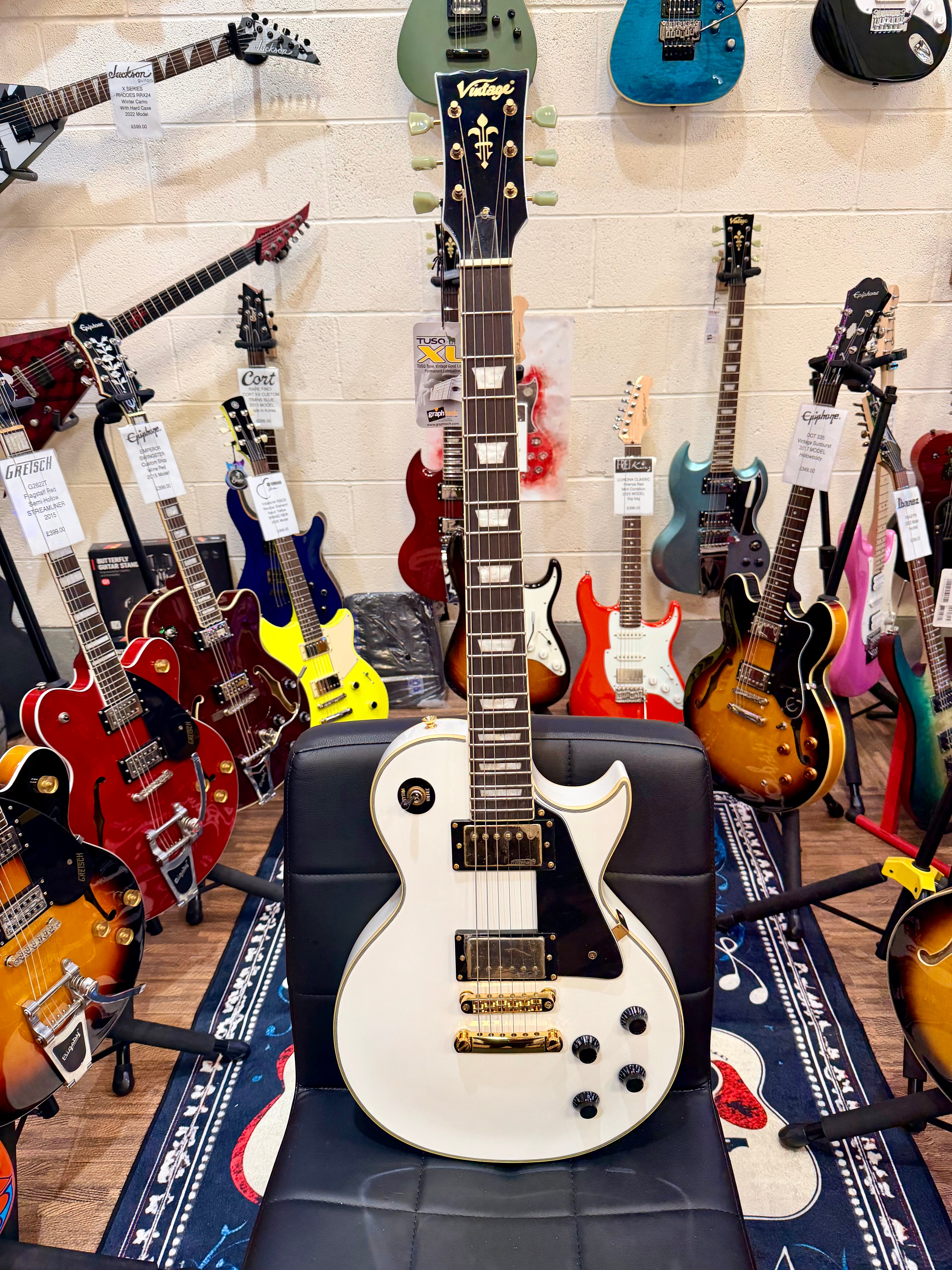 🔥NEW🔥 Vintage V100 ReIssued Electric Guitar – Arctic White Les Paul V100AW!